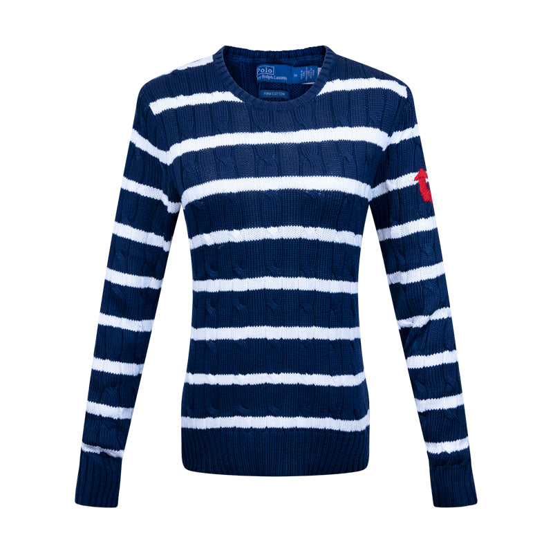 Ralph Lauren Polo Pima Cotton Knit Sweatshirt Navy/White Women's