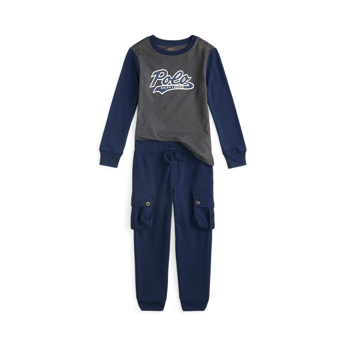 Polo Ralph Lauren Little Boys Logo Jersey Tee & Fleece Jogger Pant Set