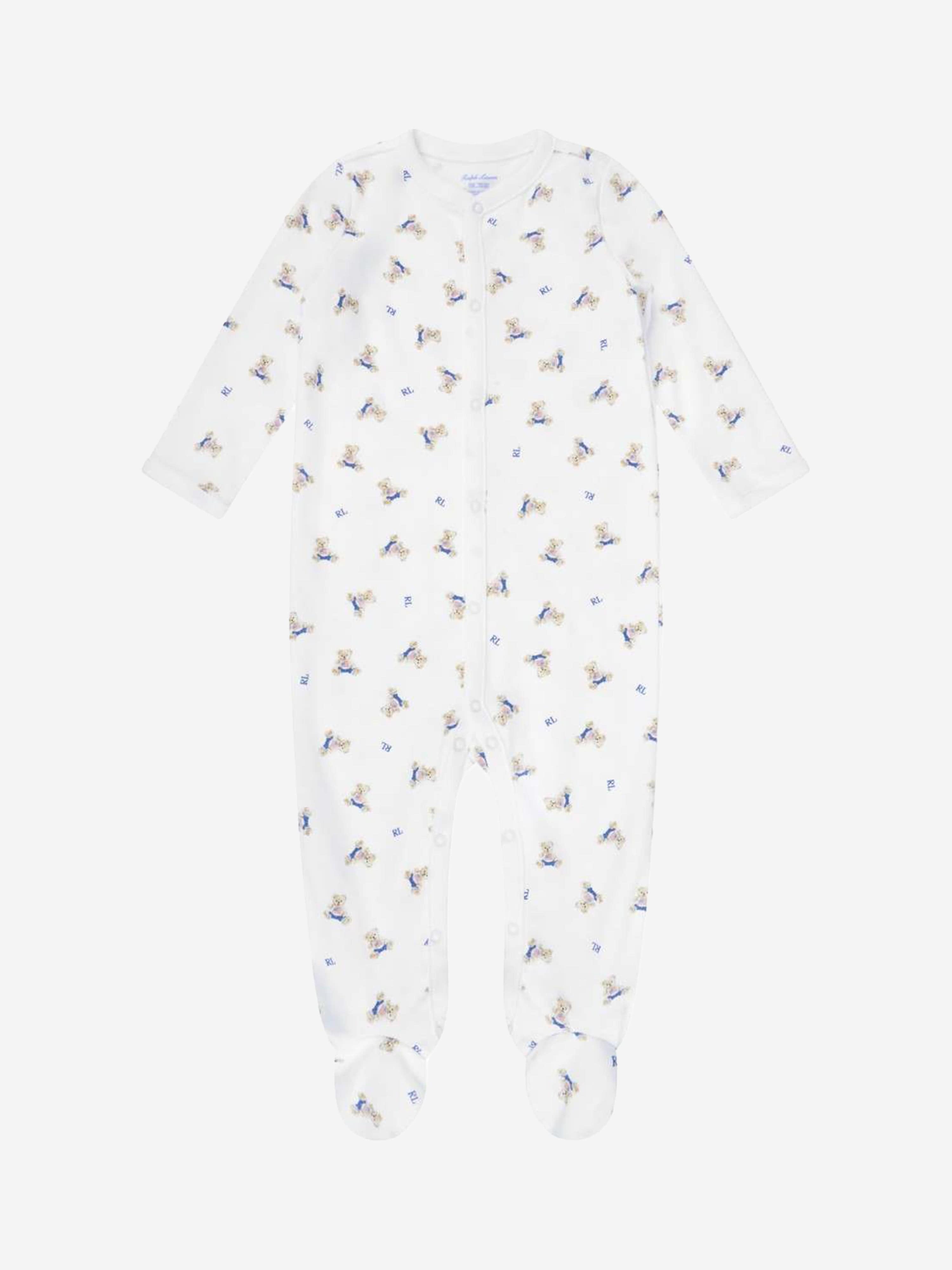 Baby Boys Bear Babygrow in White