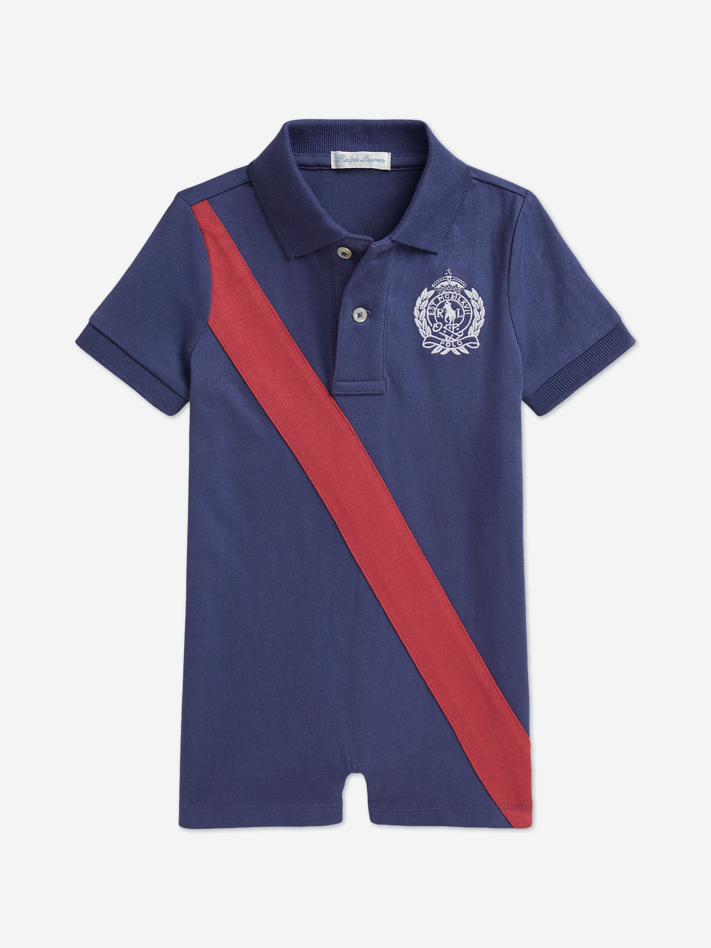 Ralph Lauren Baby Boys Jersey Romper in Blue