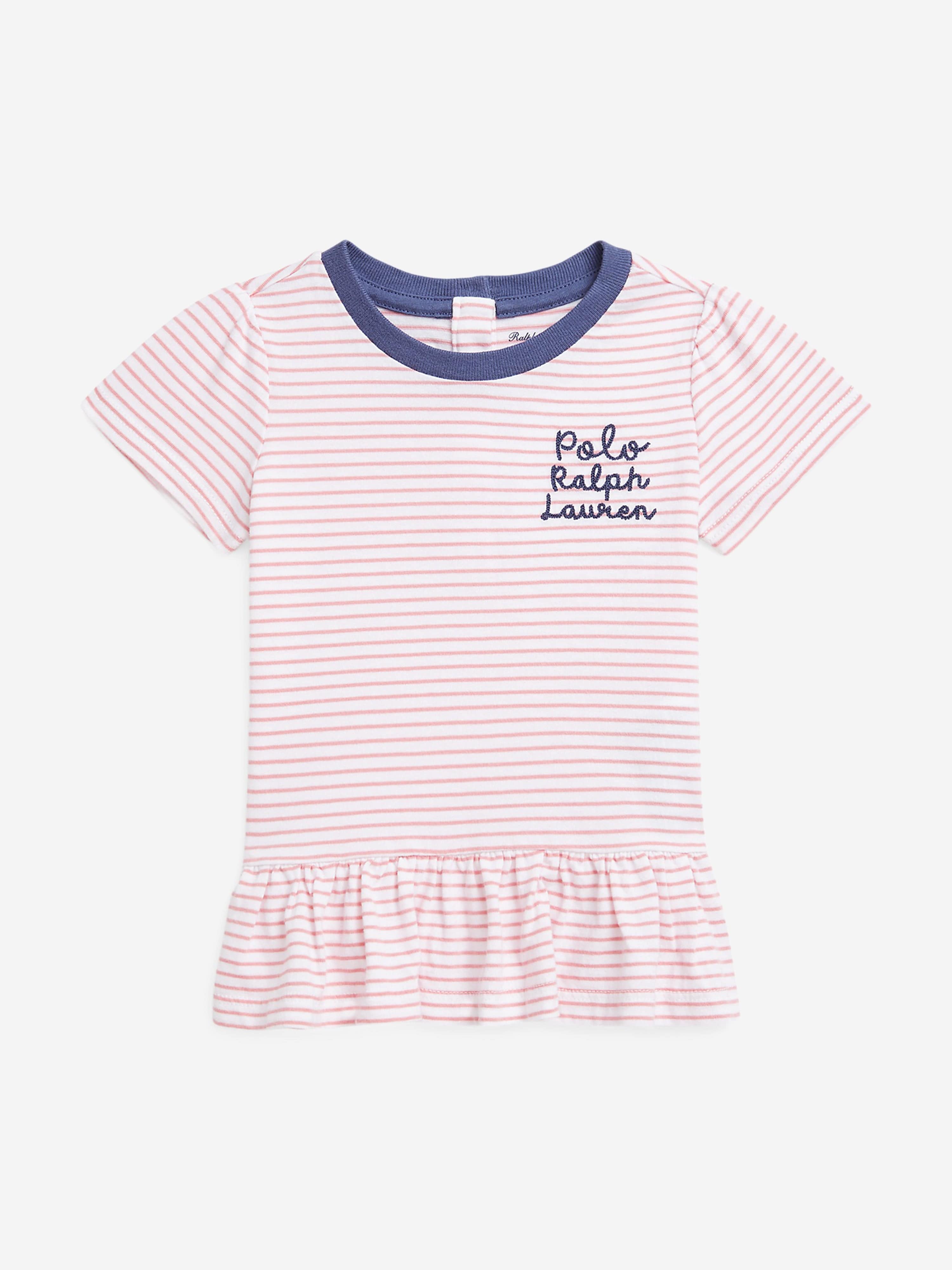 Ralph Lauren Baby Girls Striped Jersey Dress in Pink