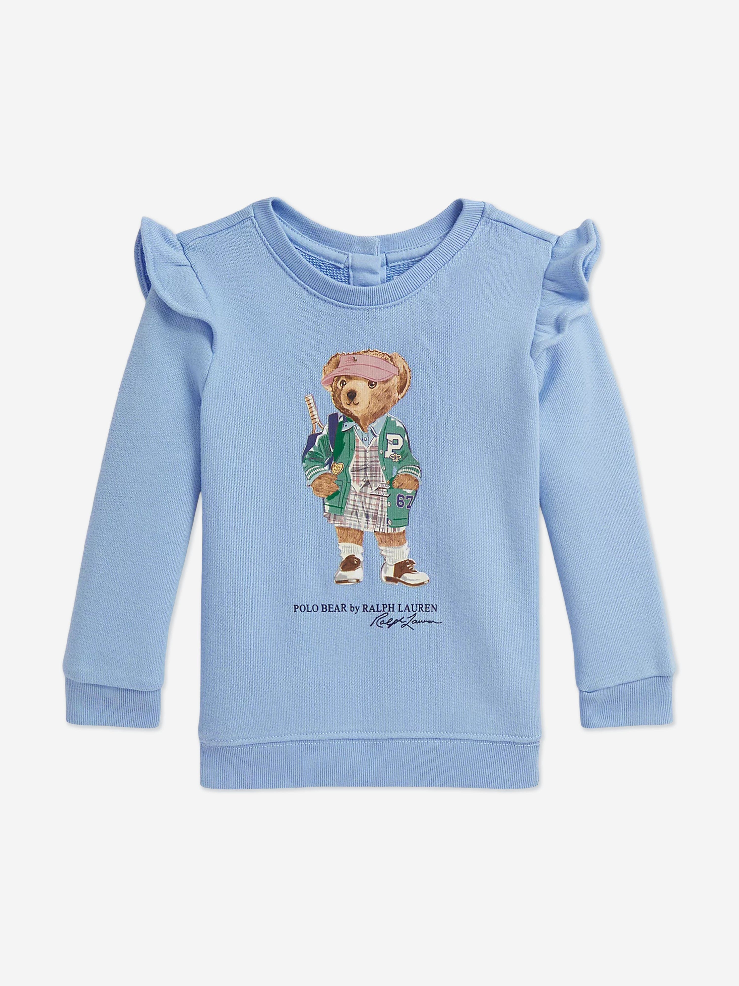 Ralph Lauren Baby Girls Polo Bear Sweatshirt in Blue
