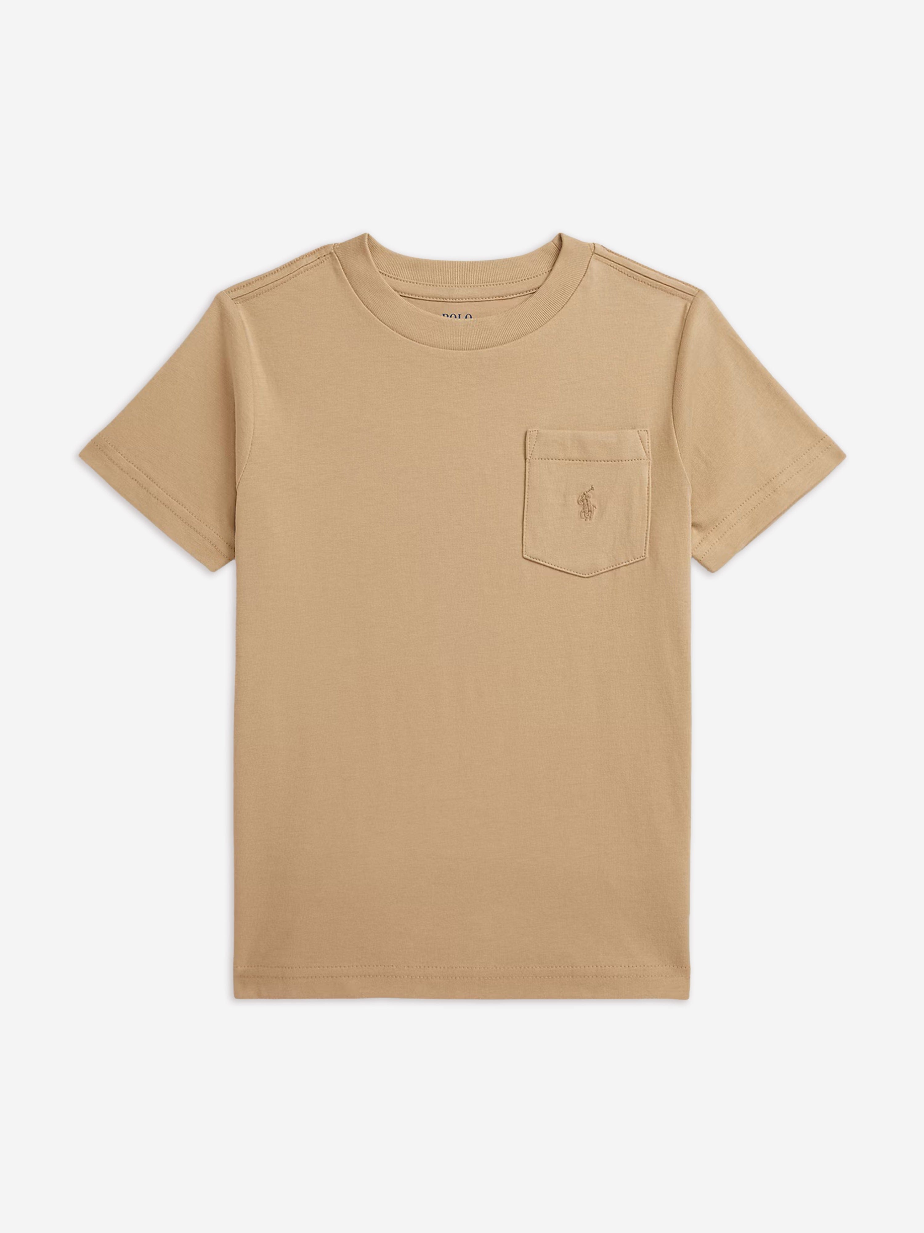 Ralph Lauren Boys Jersey Pocket T-Shirt in Beige