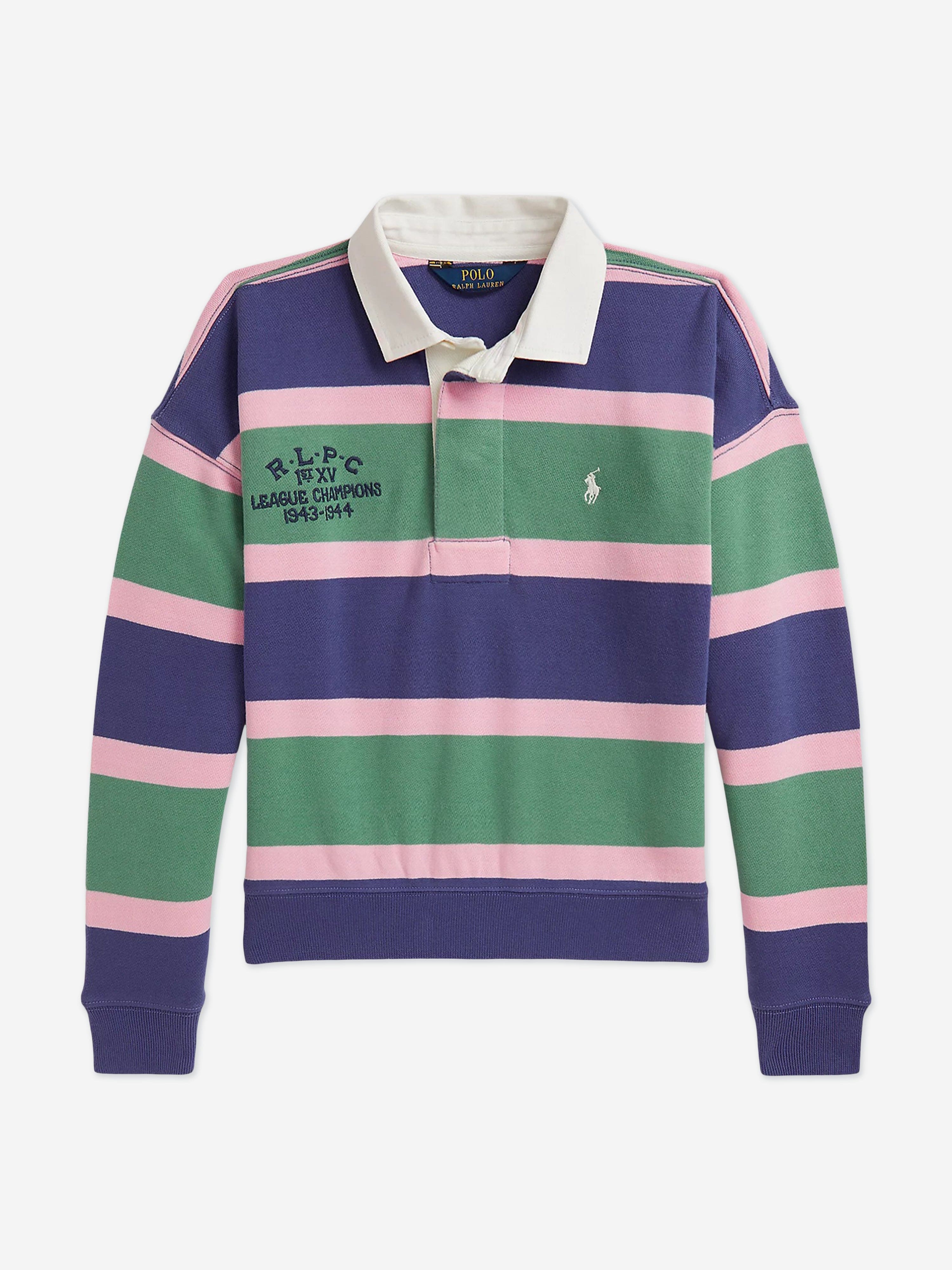 Ralph Lauren Girls Loopback Terry Rugby Shirt in Green