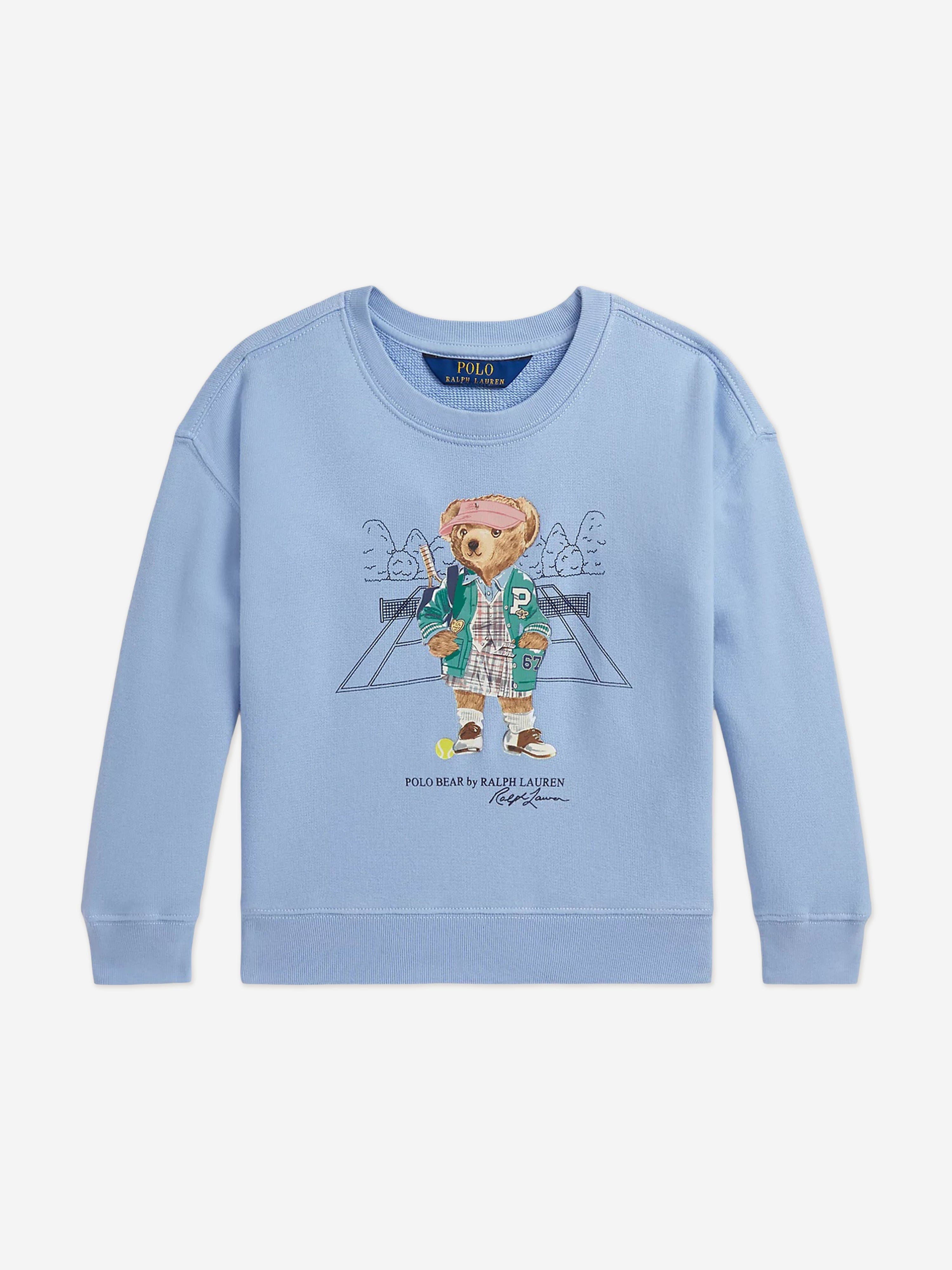 Ralph Lauren Girls Polo Bear Bubble Sweatshirt in Blue