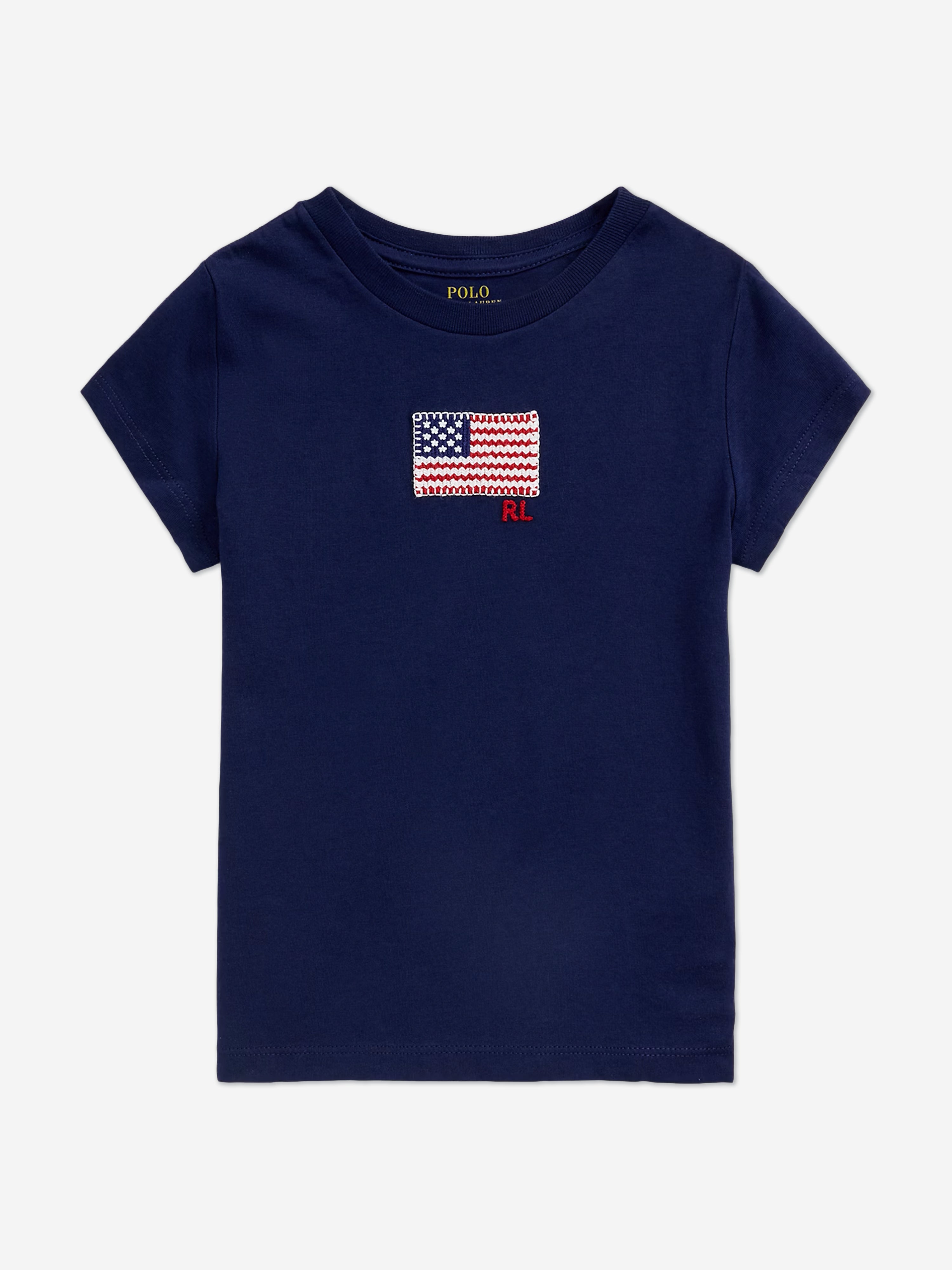 Ralph Lauren Girls Jersey Flag T-Shirt in Navy