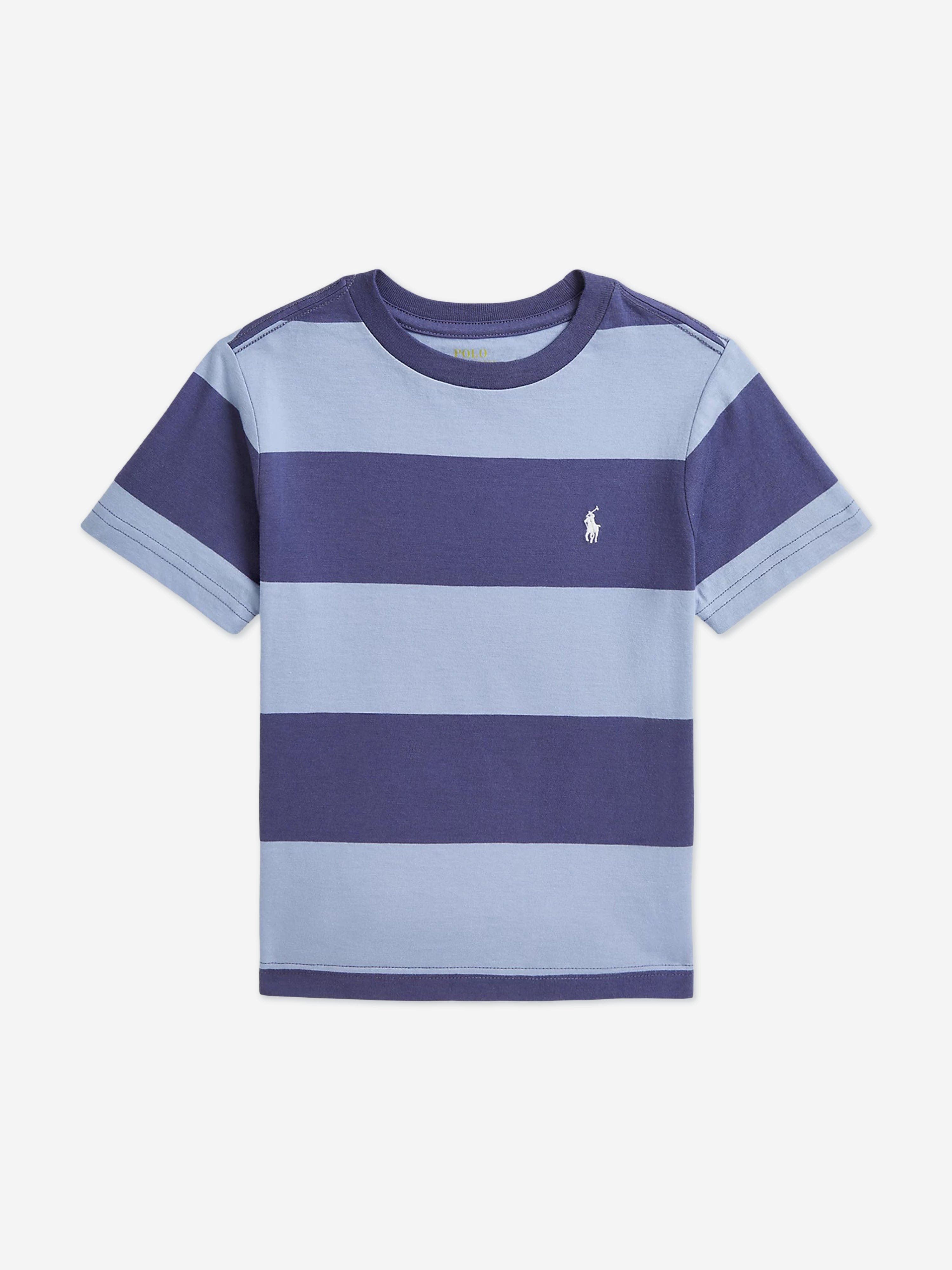 Ralph Lauren Boys Striped Jersey T-Shirt in Blue