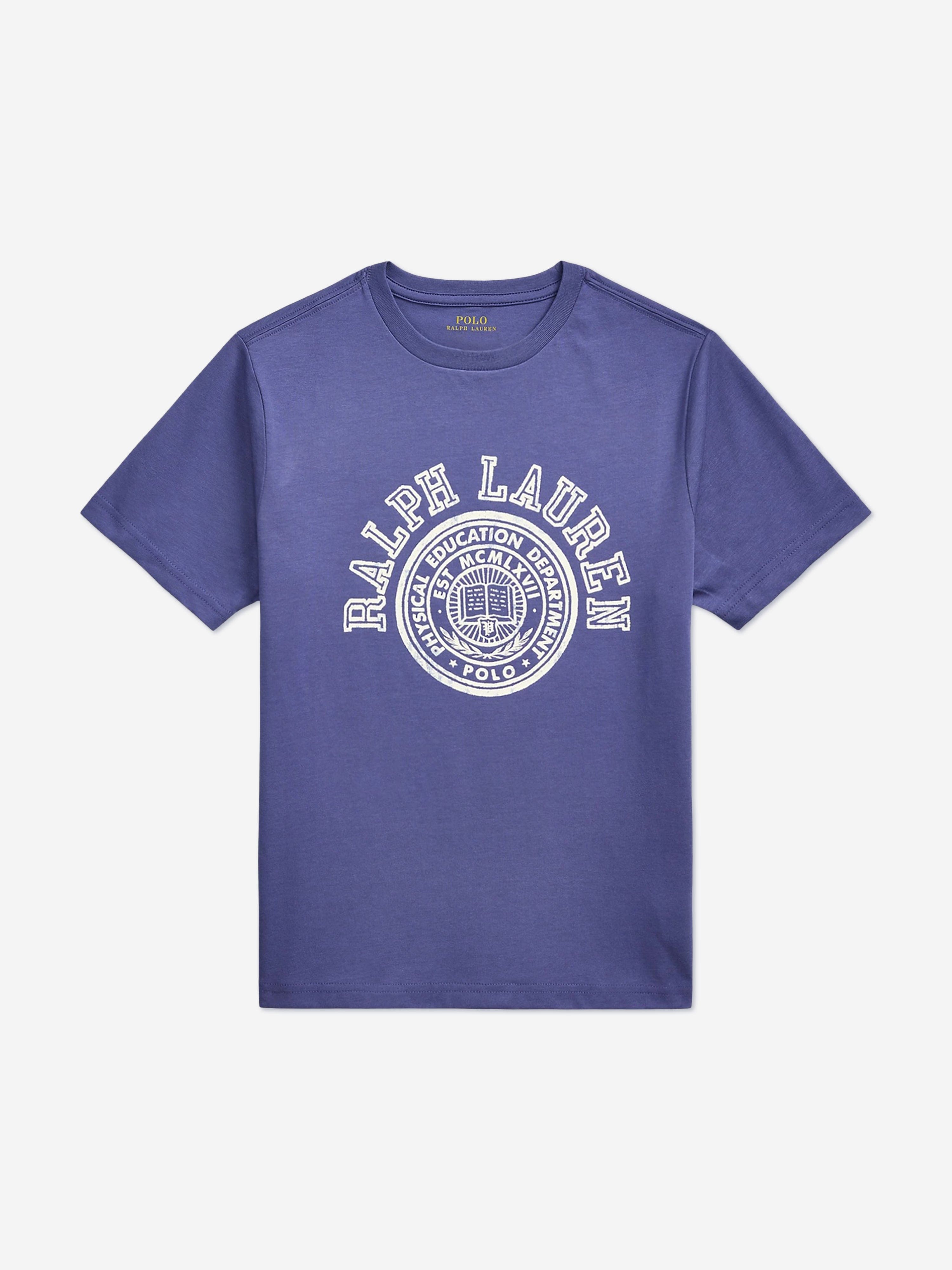 Ralph Lauren Boys Jersey Logo T-Shirt in Blue