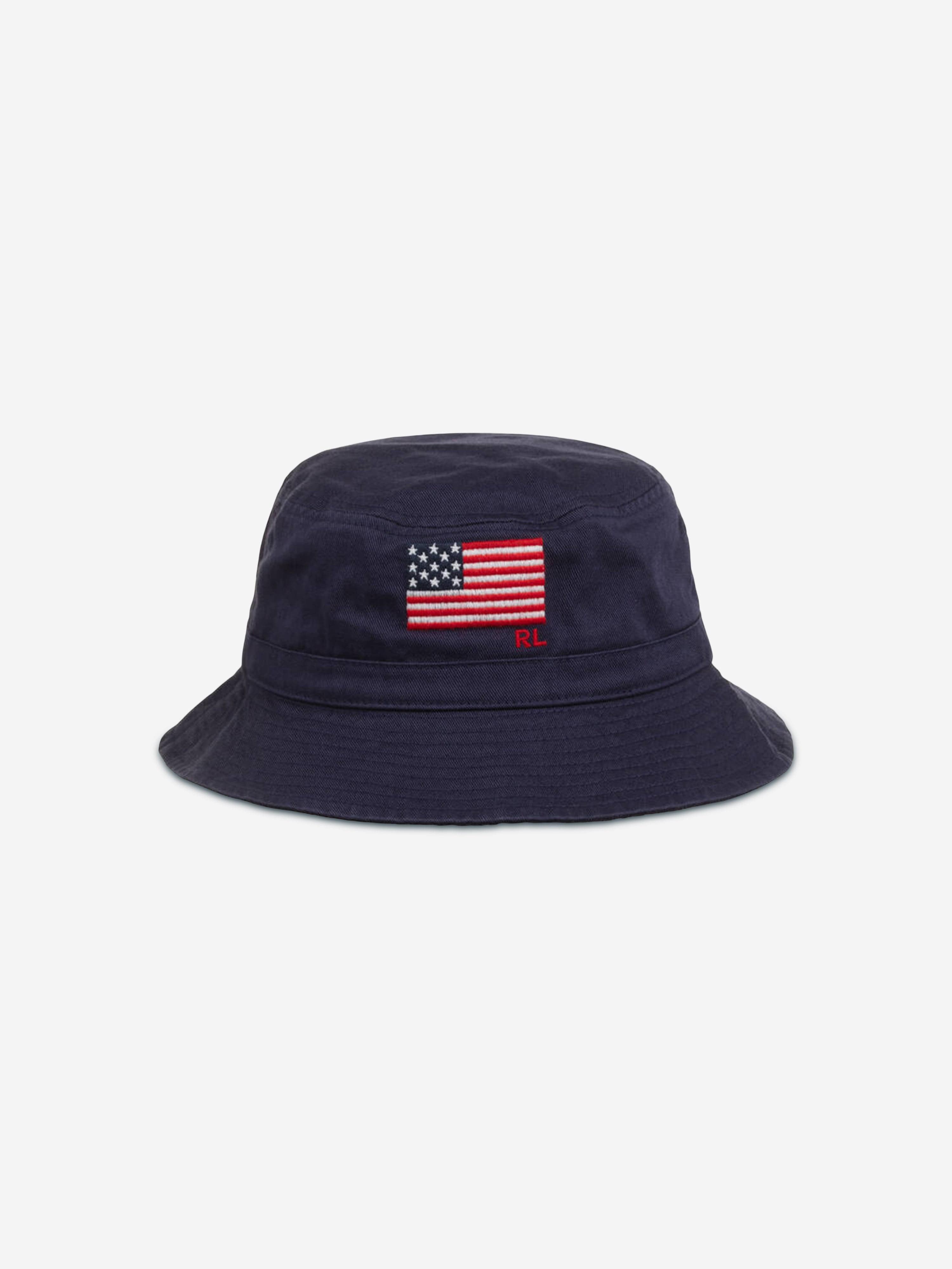 Ralph Lauren Boys Chino Flag Bucket Hat in Navy