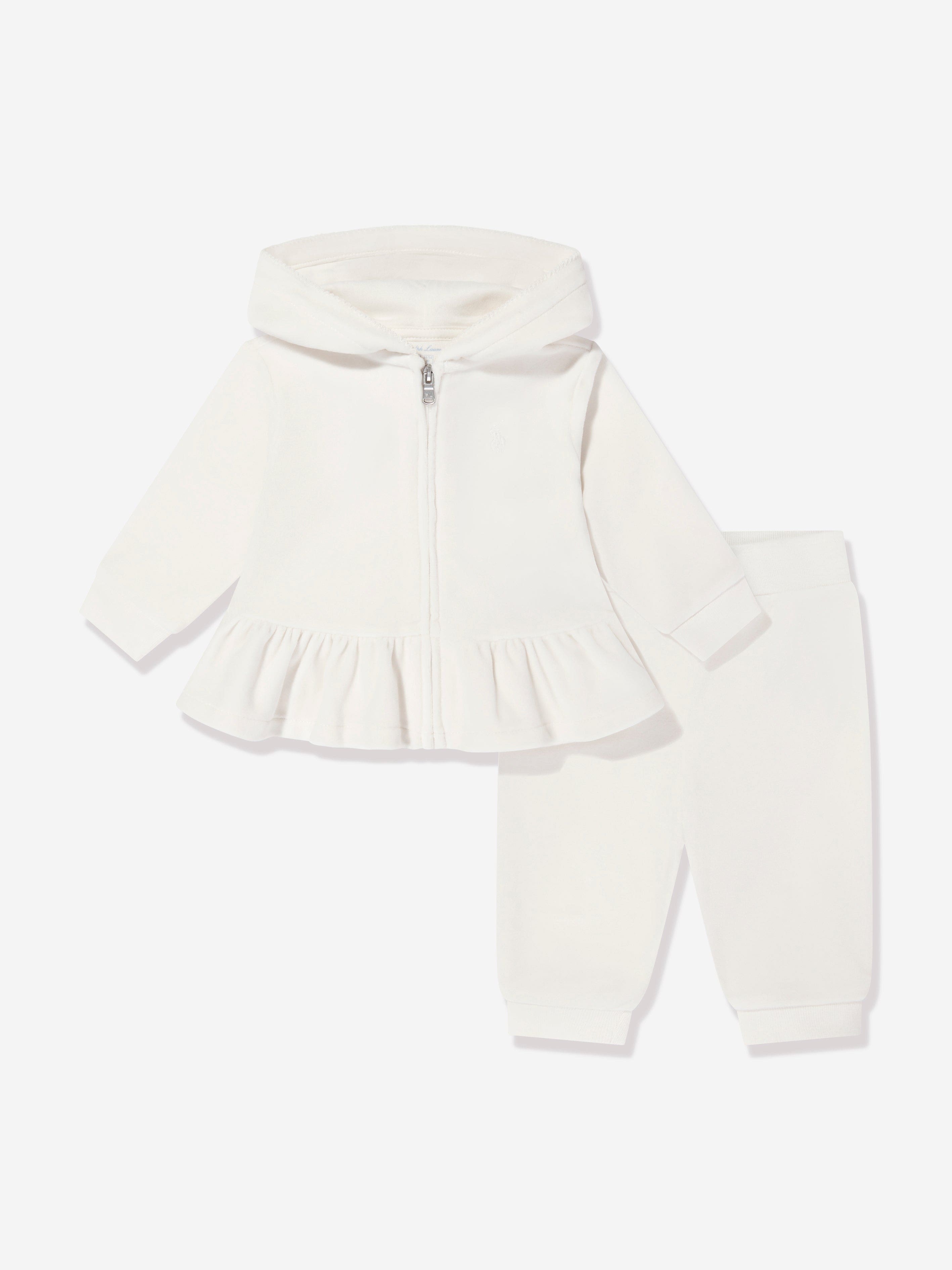 Ralph Lauren Baby Girls Velour Logo Tracksuit in White