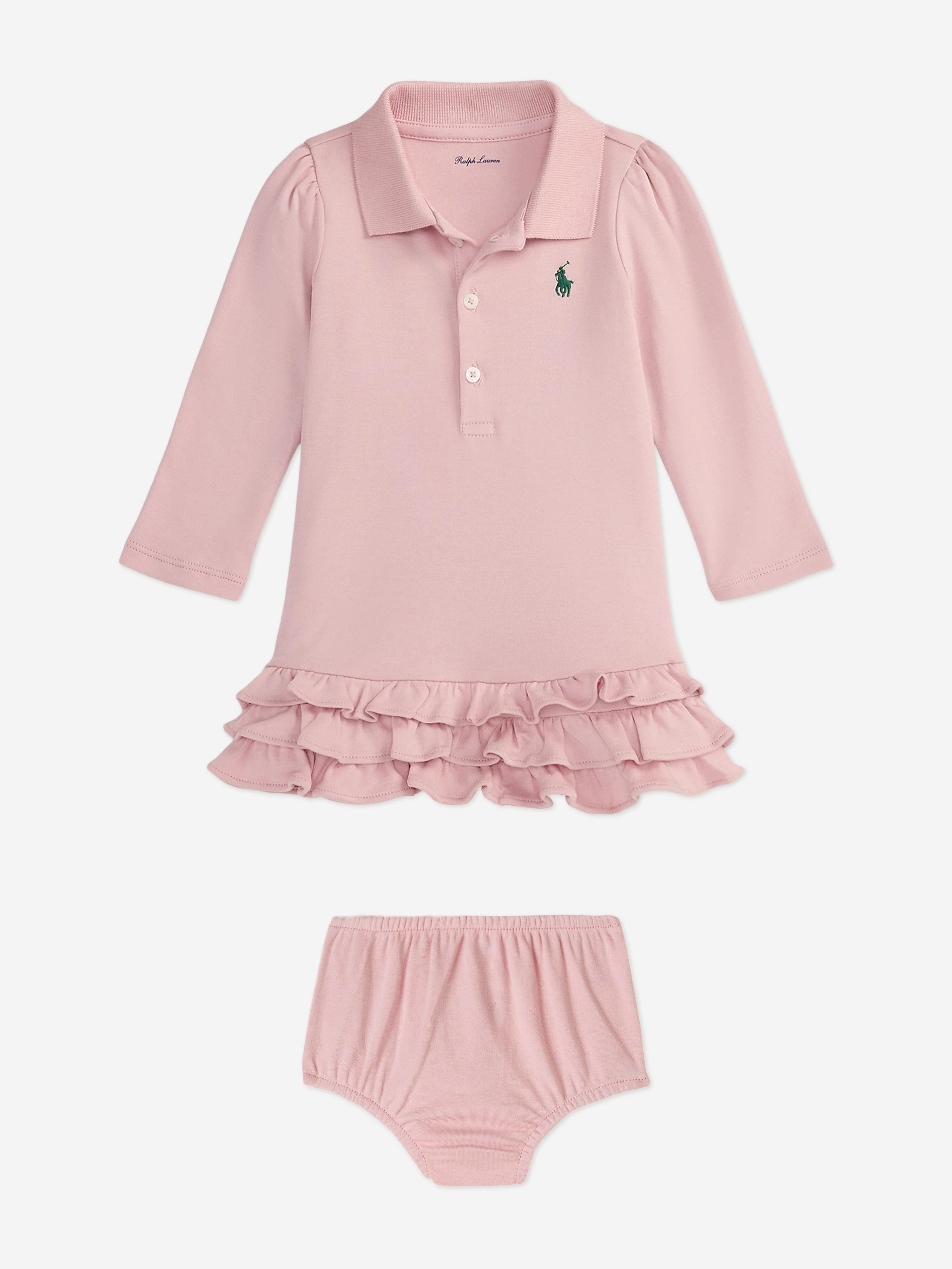 Ralph Lauren Baby Girls Logo Polo Dress in Pink