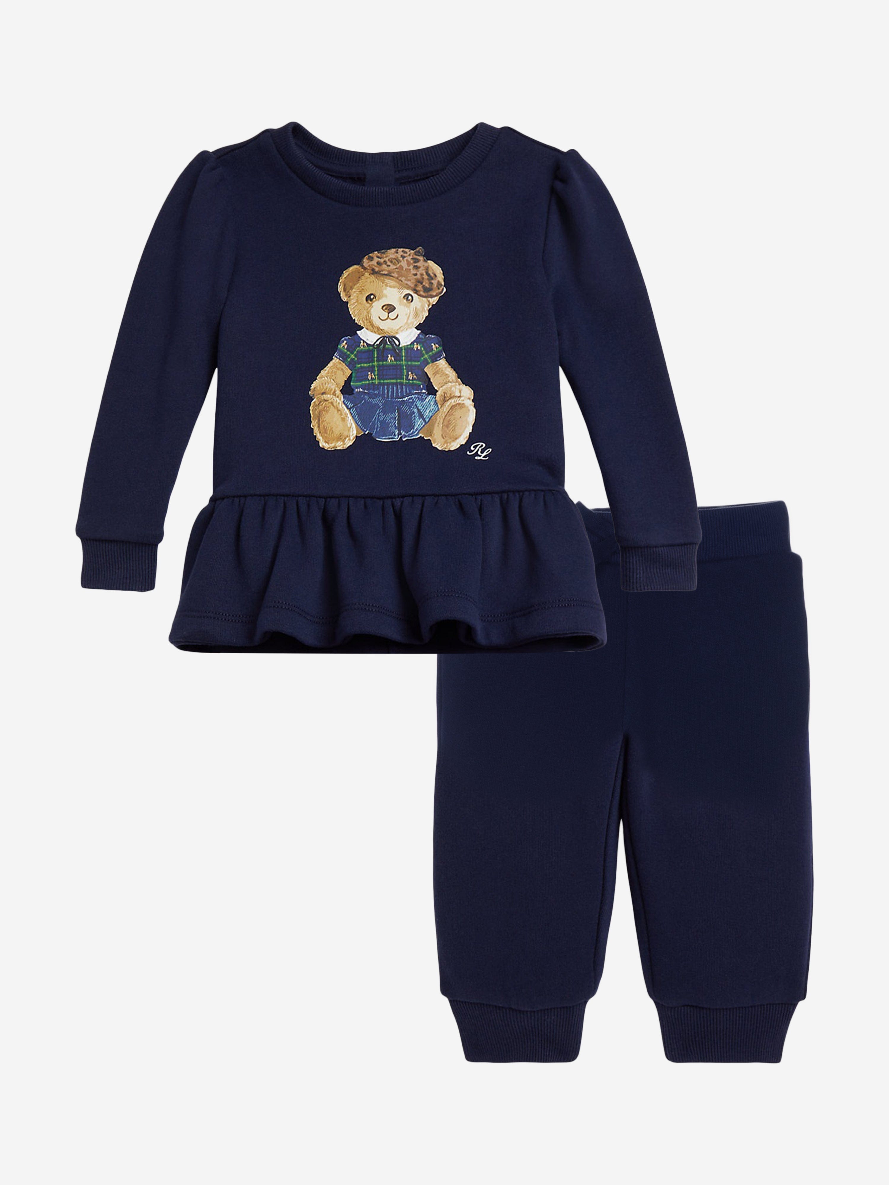 Ralph Lauren Baby Girls Polo Bear Tracksuit in Navy