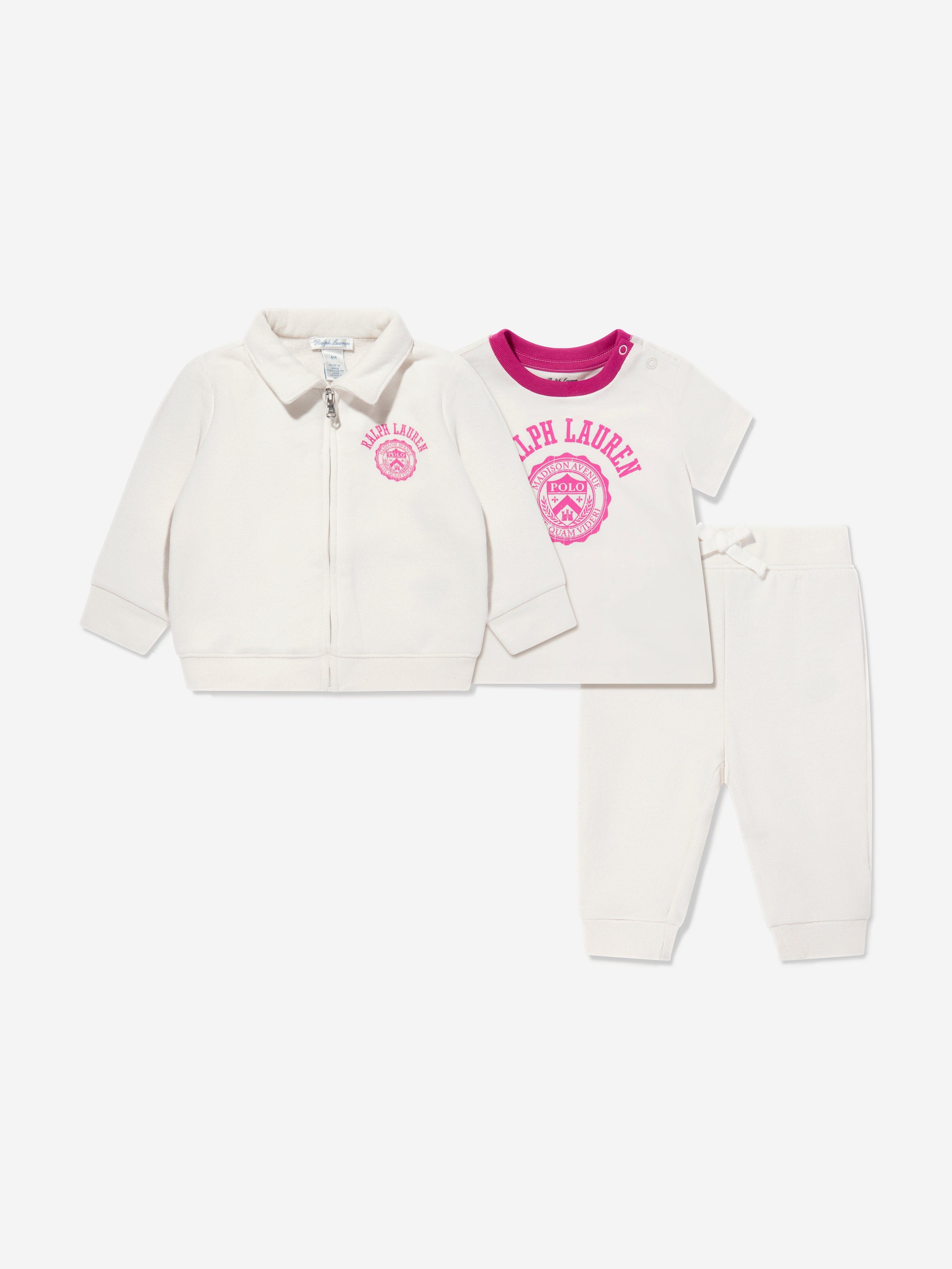 Ralph Lauren Baby Girls Tracksuit Set in White