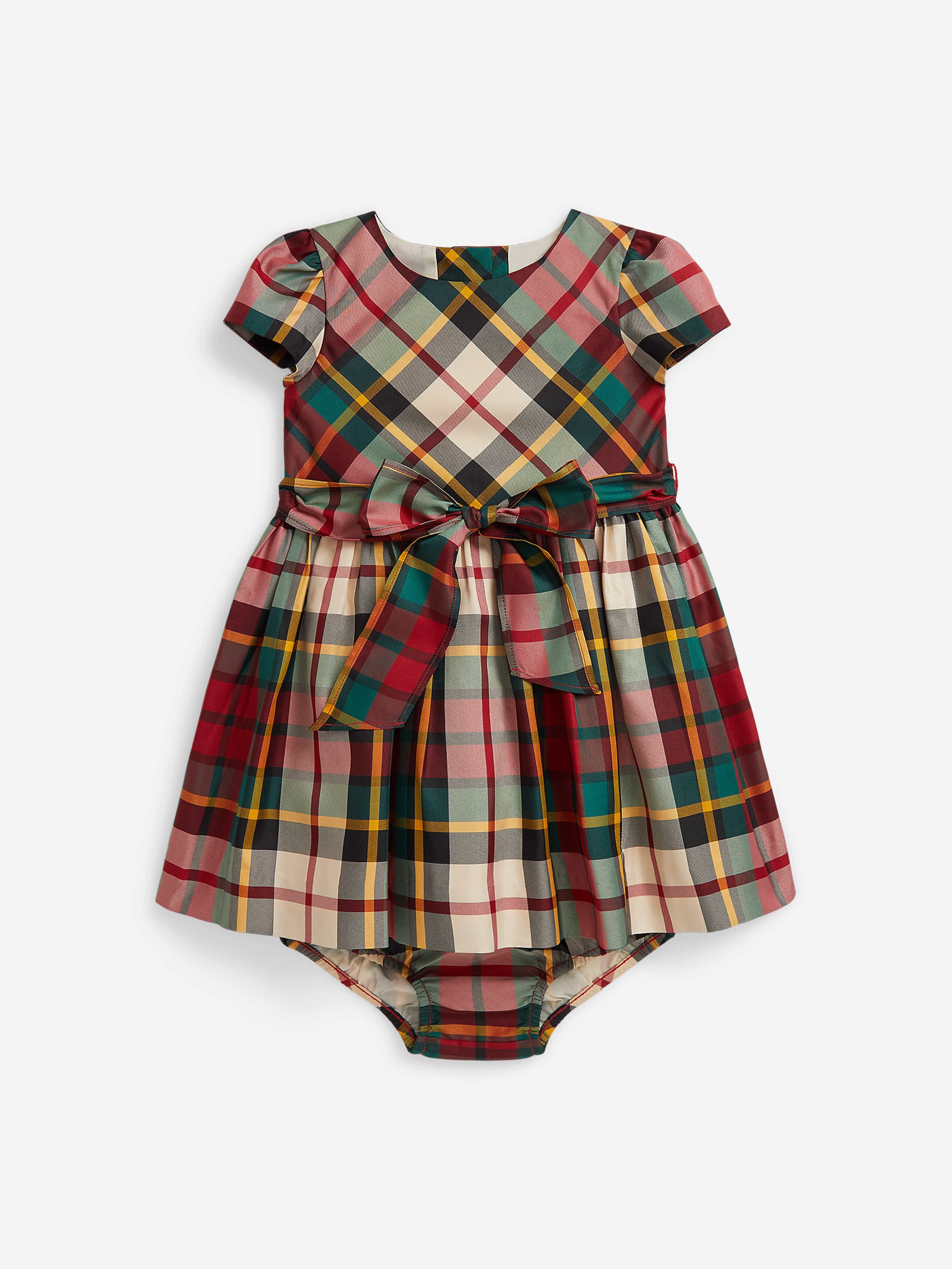 Ralph Lauren Baby Girls Taffeta Tartan Dress in Red