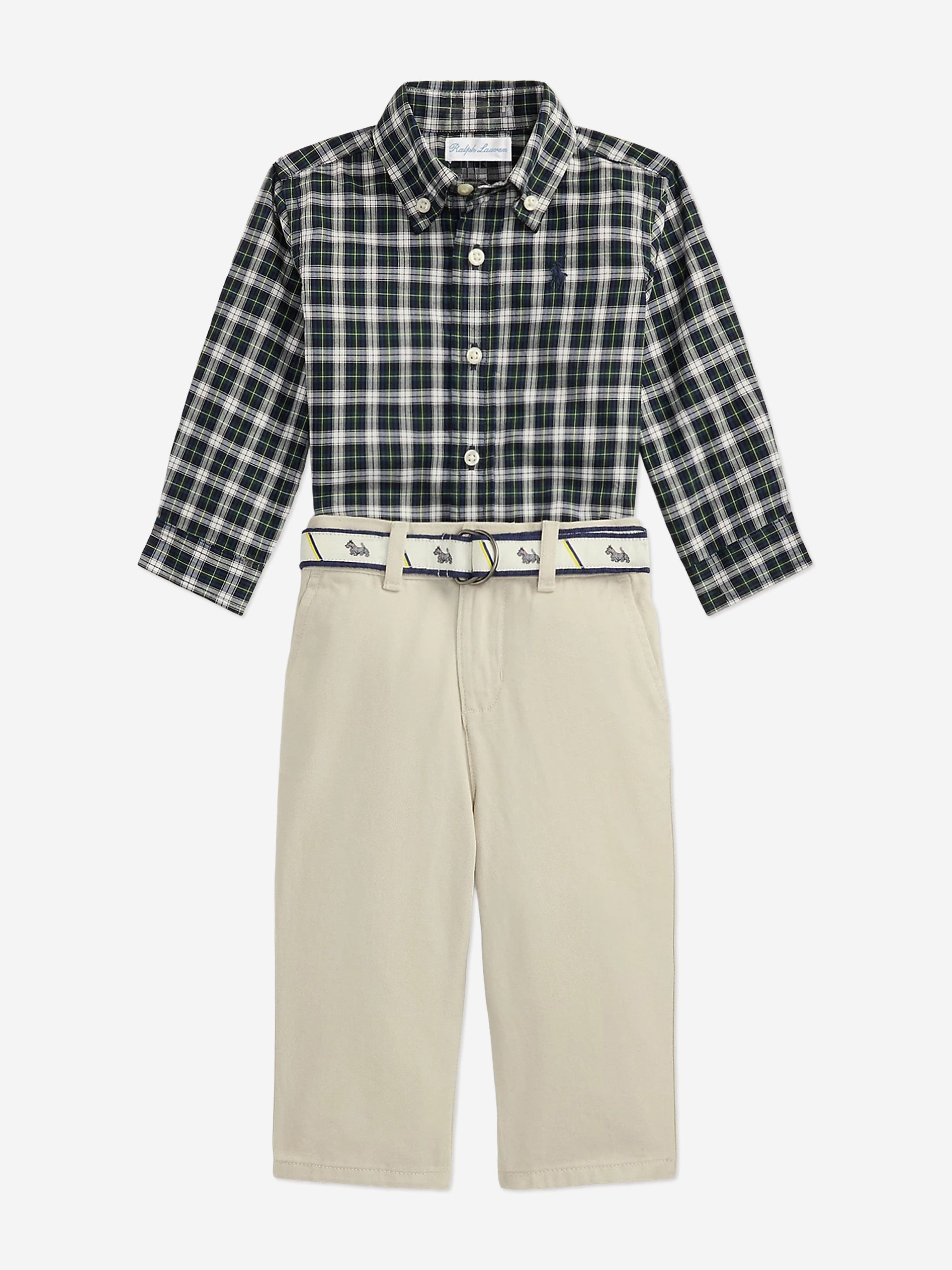 Ralph Lauren Baby Boys Shirt and Trouser Set in Multicolour