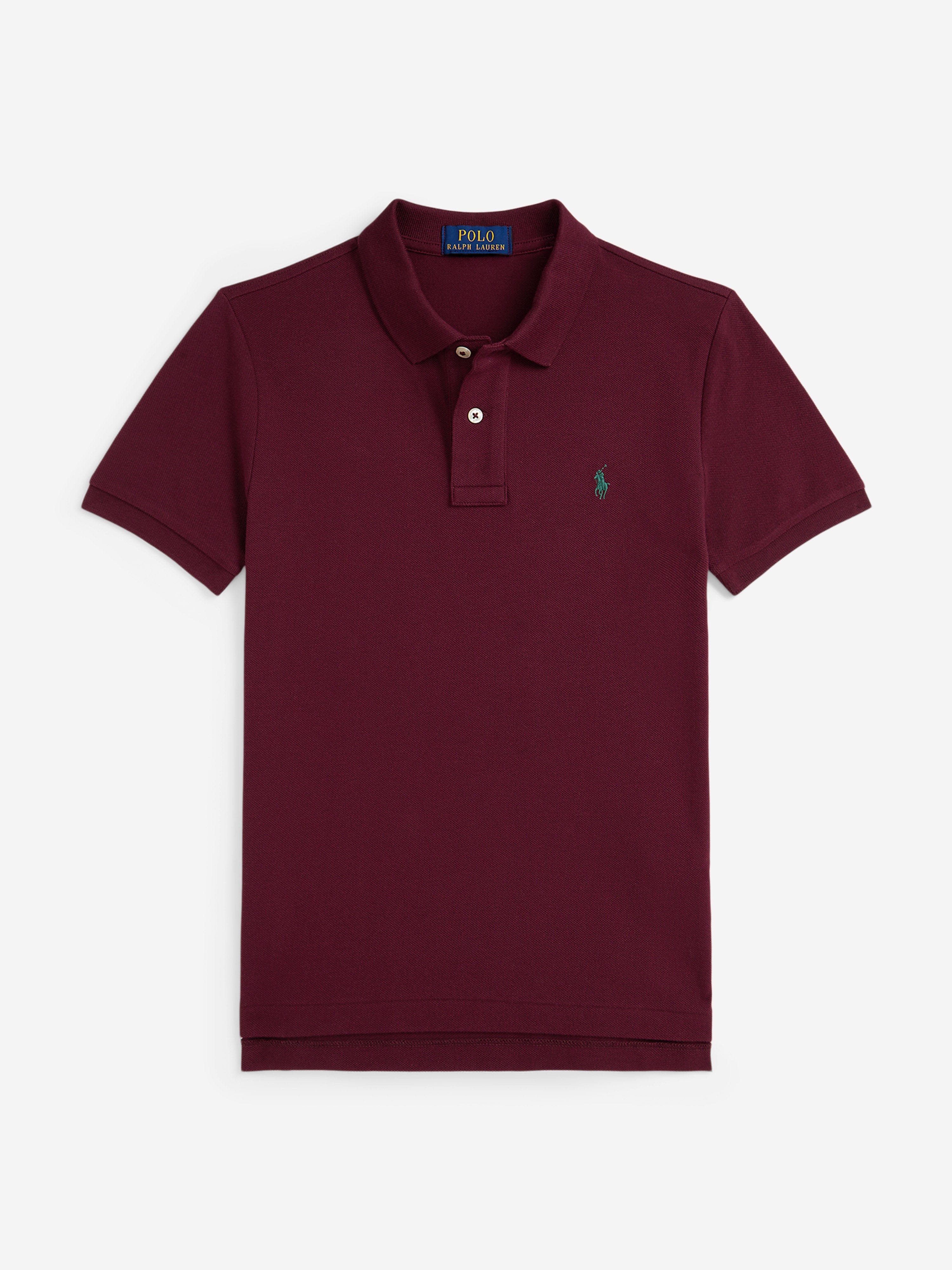 Ralph Lauren Boys Logo Slim Fit Polo Shirt in Red
