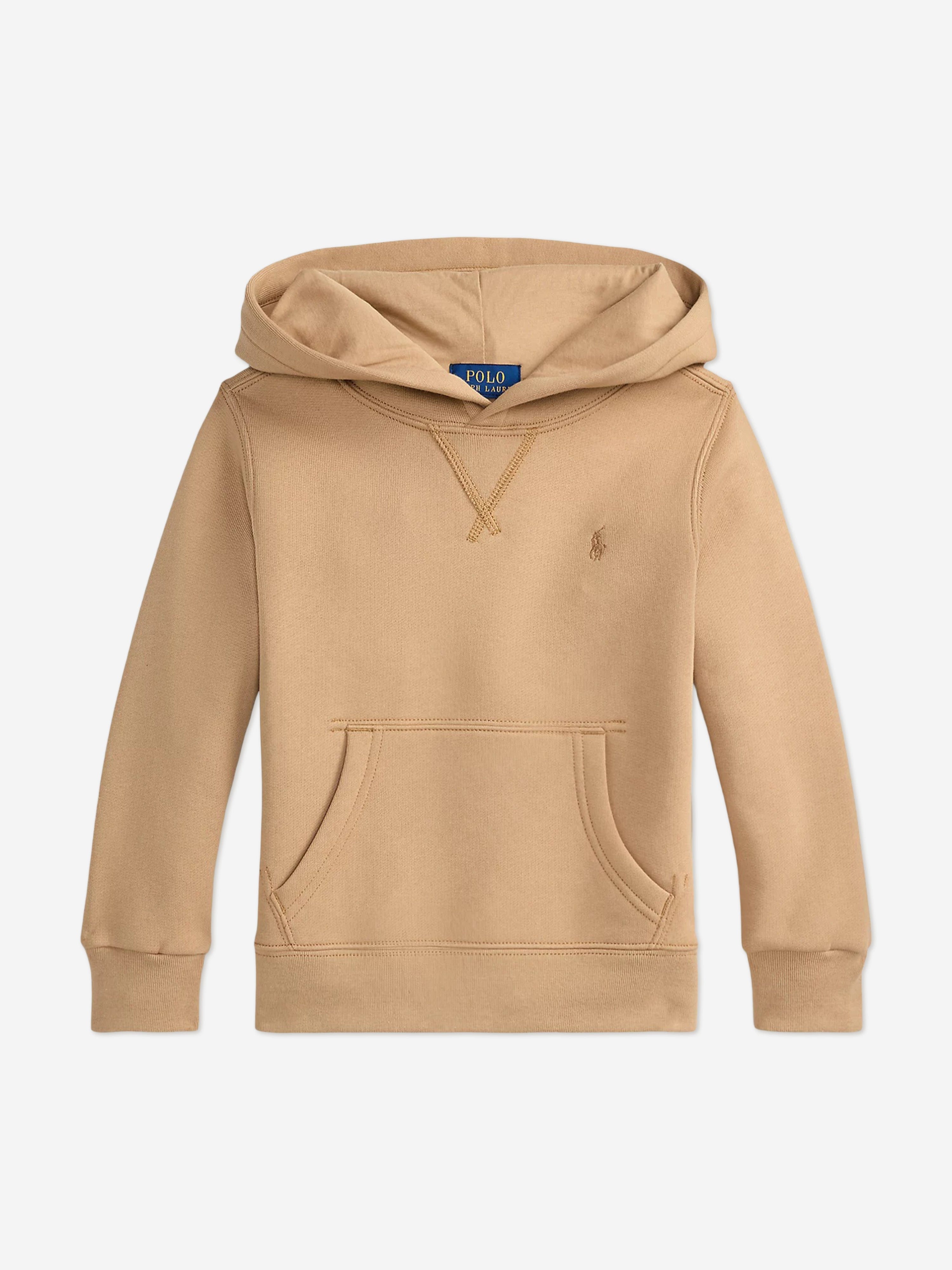 Ralph Lauren Boys Logo Hoodie in Beige