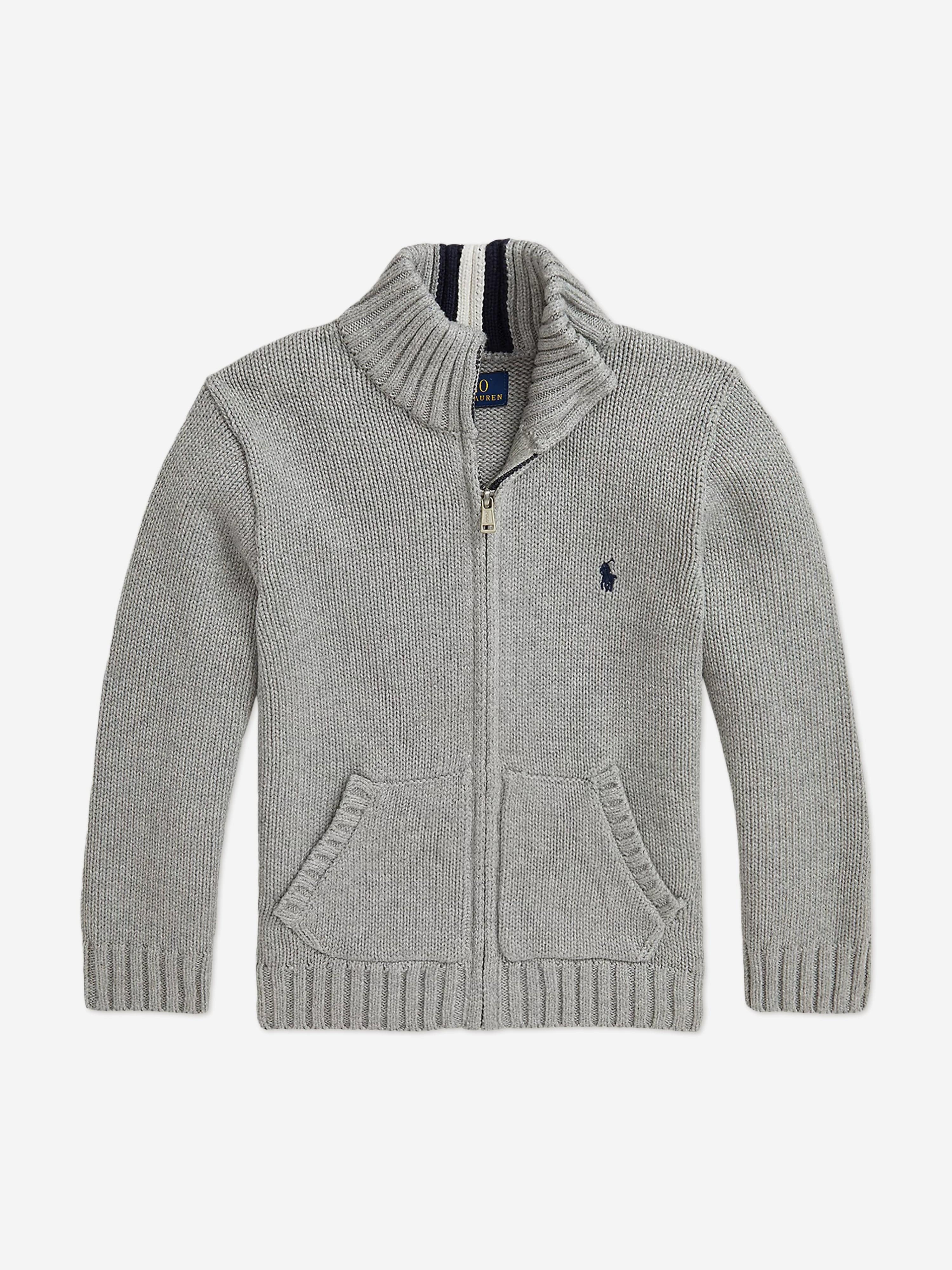 Ralph Lauren Boys Zip Up Cardigan in Grey