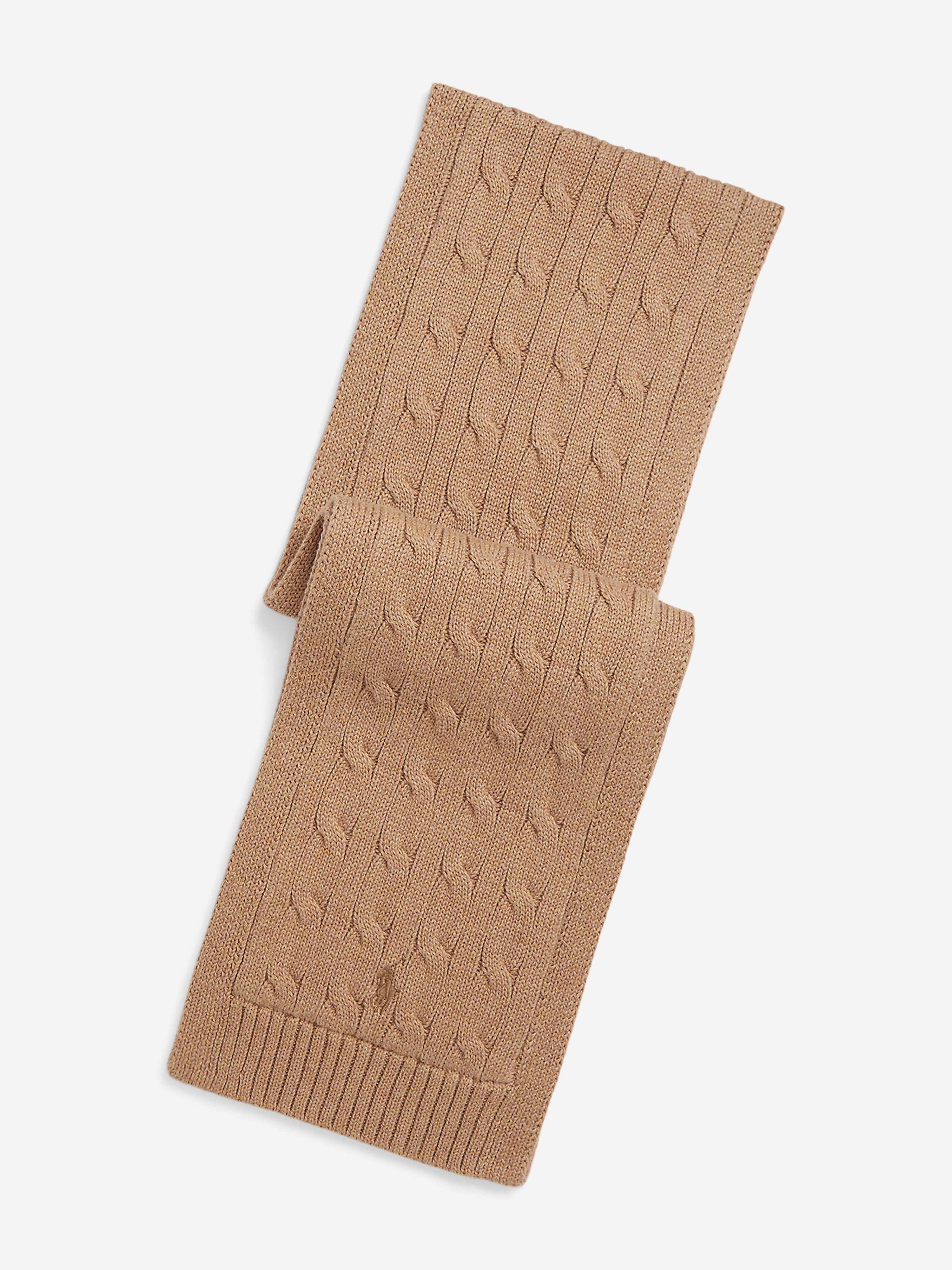 Boys Cable Knit Scarf in Beige