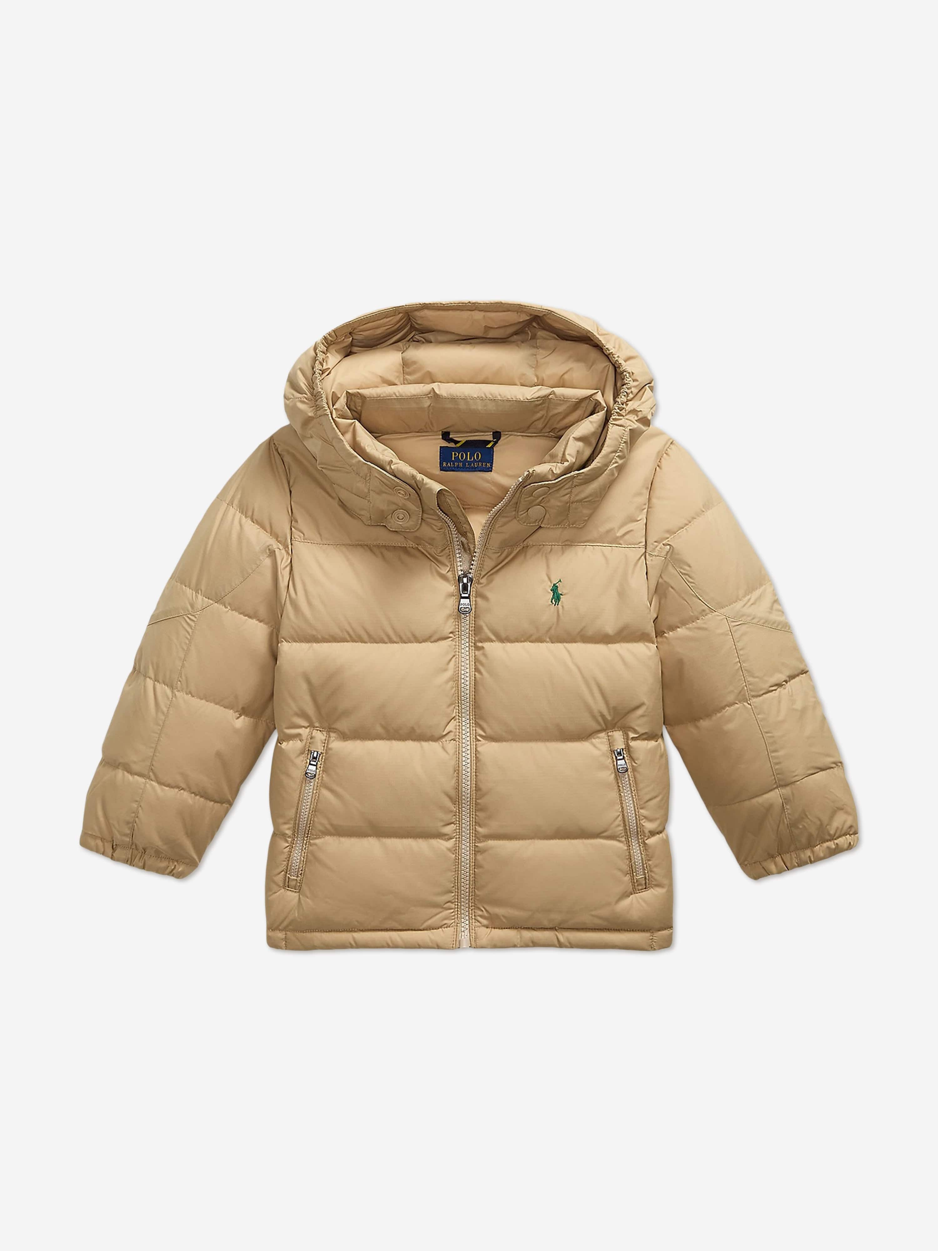 Boys Down Padded Puffer Jacket in Beige