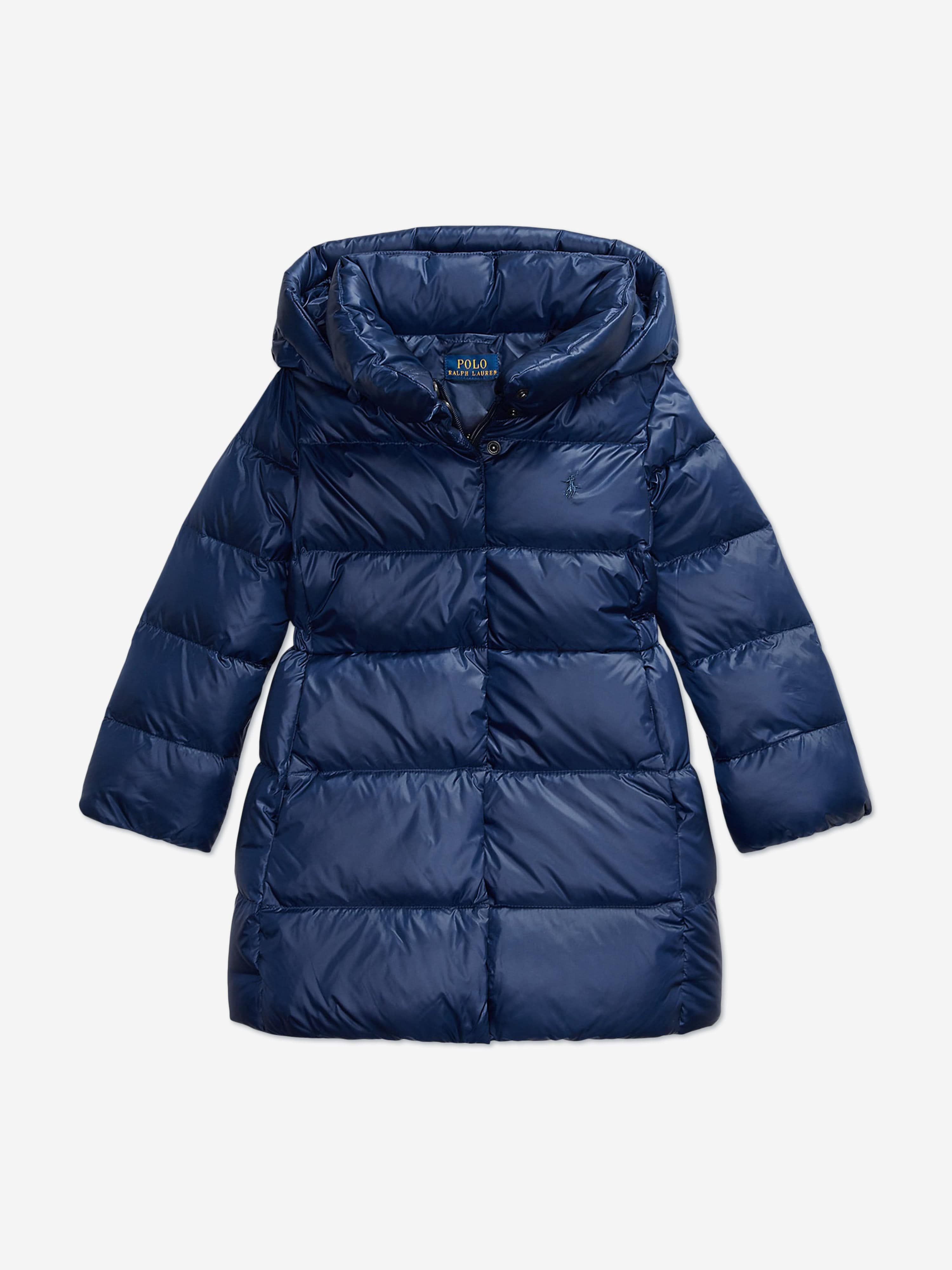 Girls Down Padded Coat in Navy