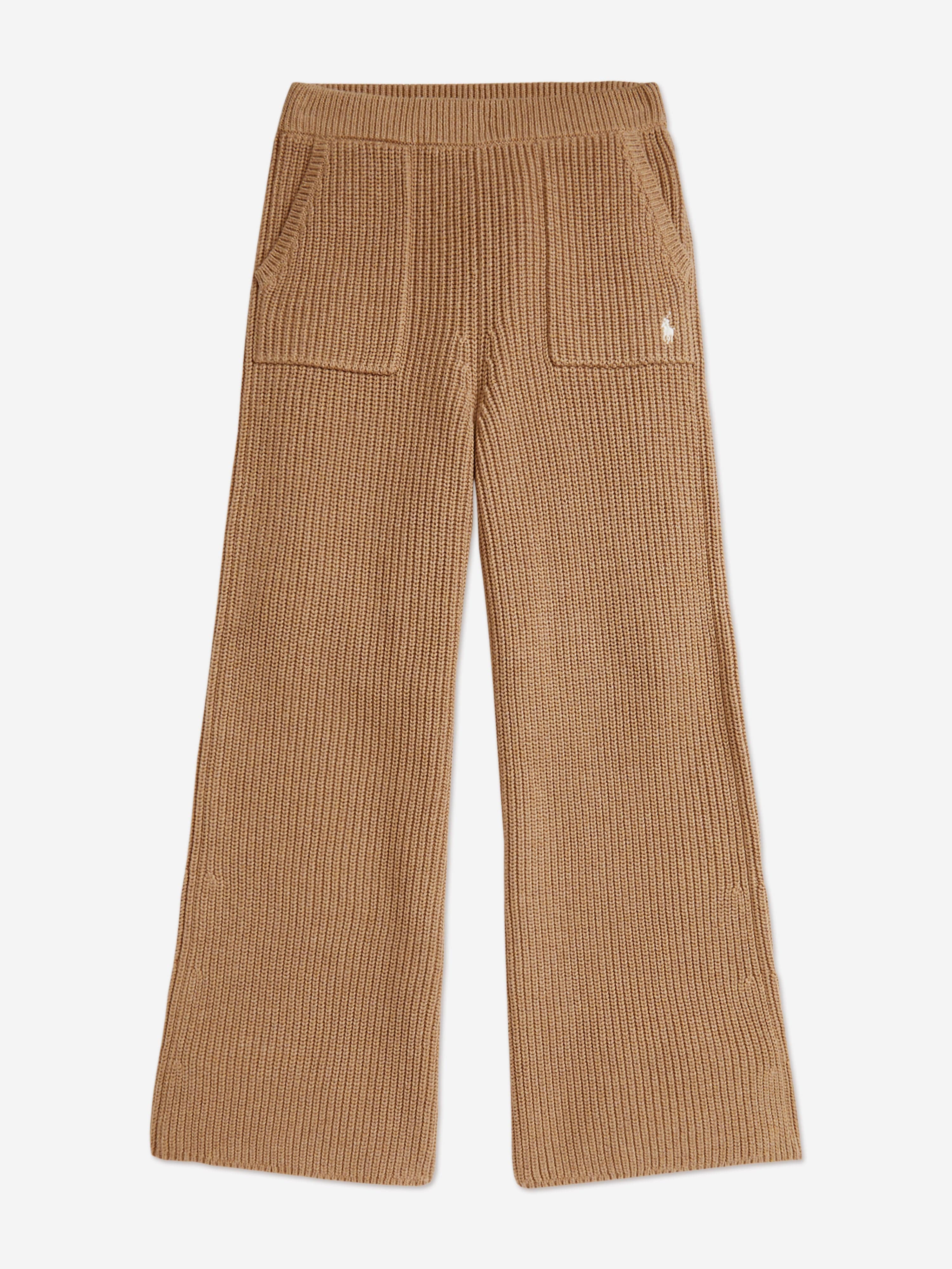 Girls Knitted Trousers in Brown
