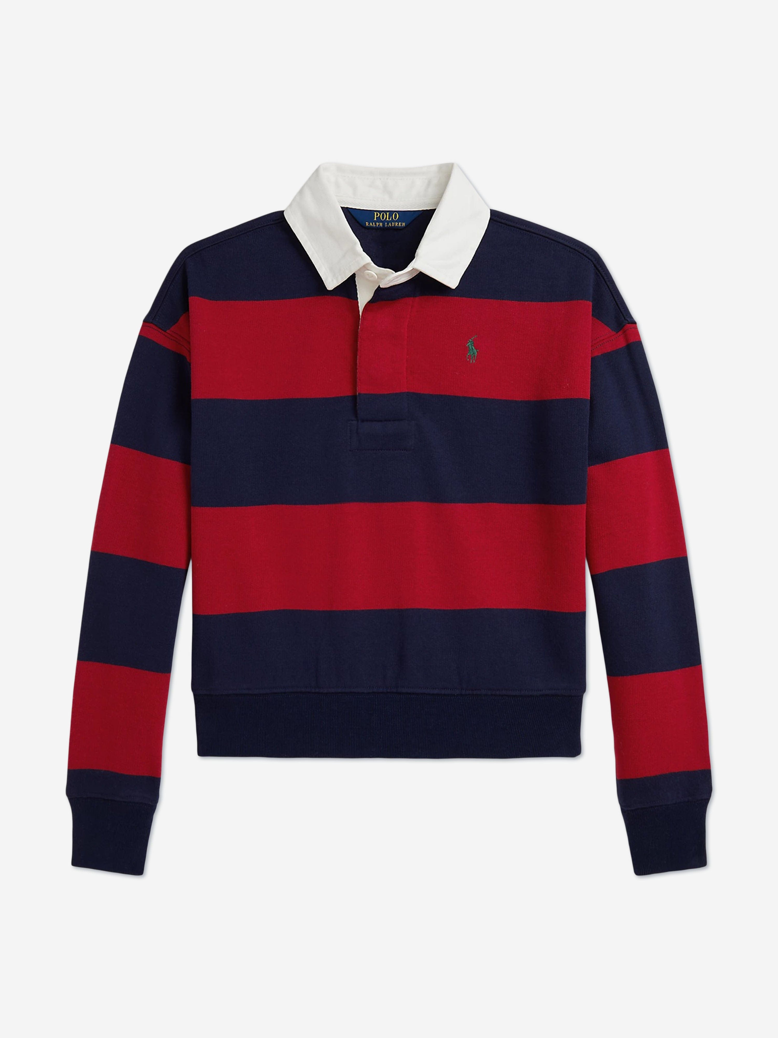 Girls Striped Rugby Shirt in Red