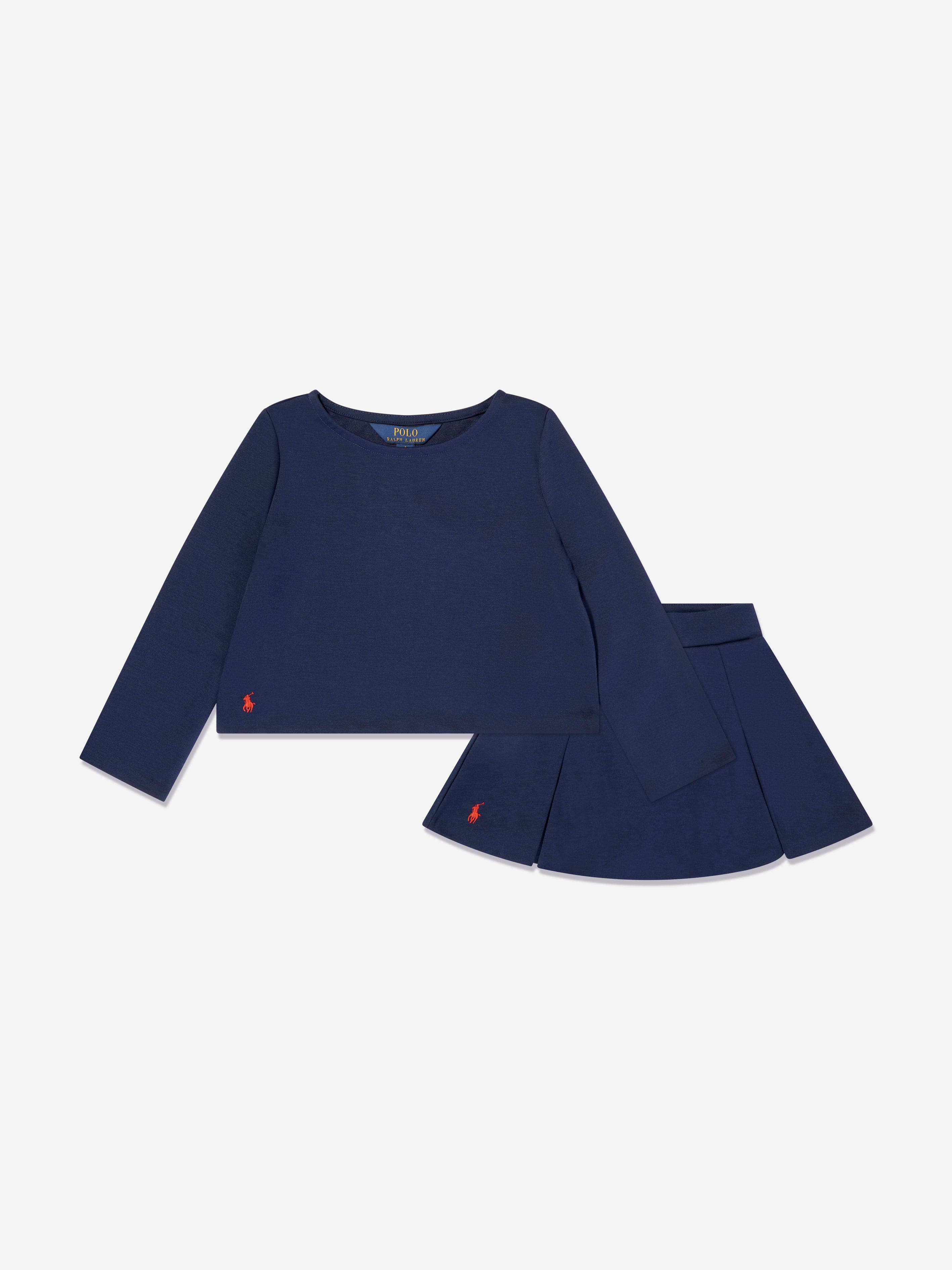 Girls Ponte Roma Skirt Set in Navy