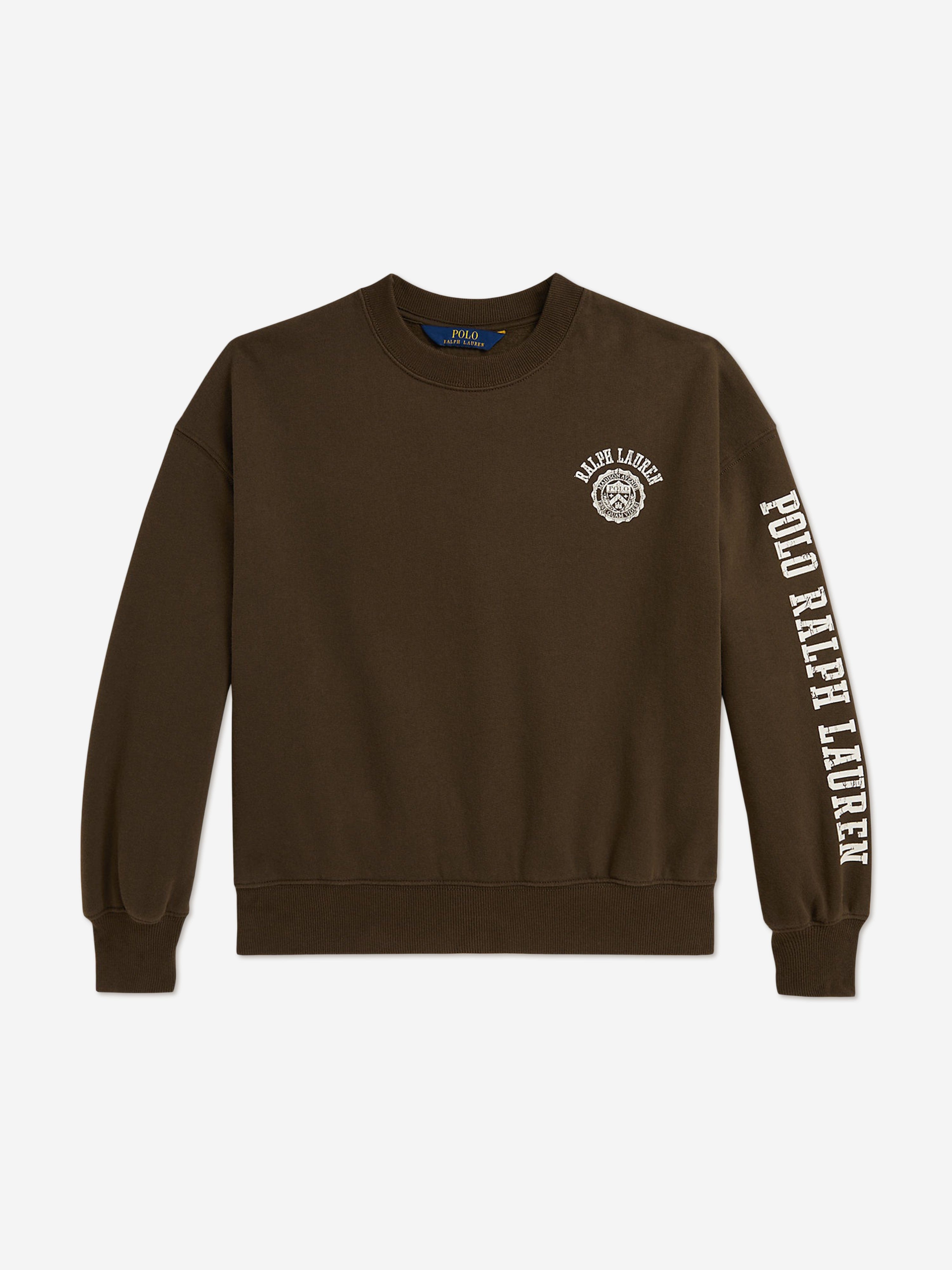 Girls Polo Sweatshirt in Brown