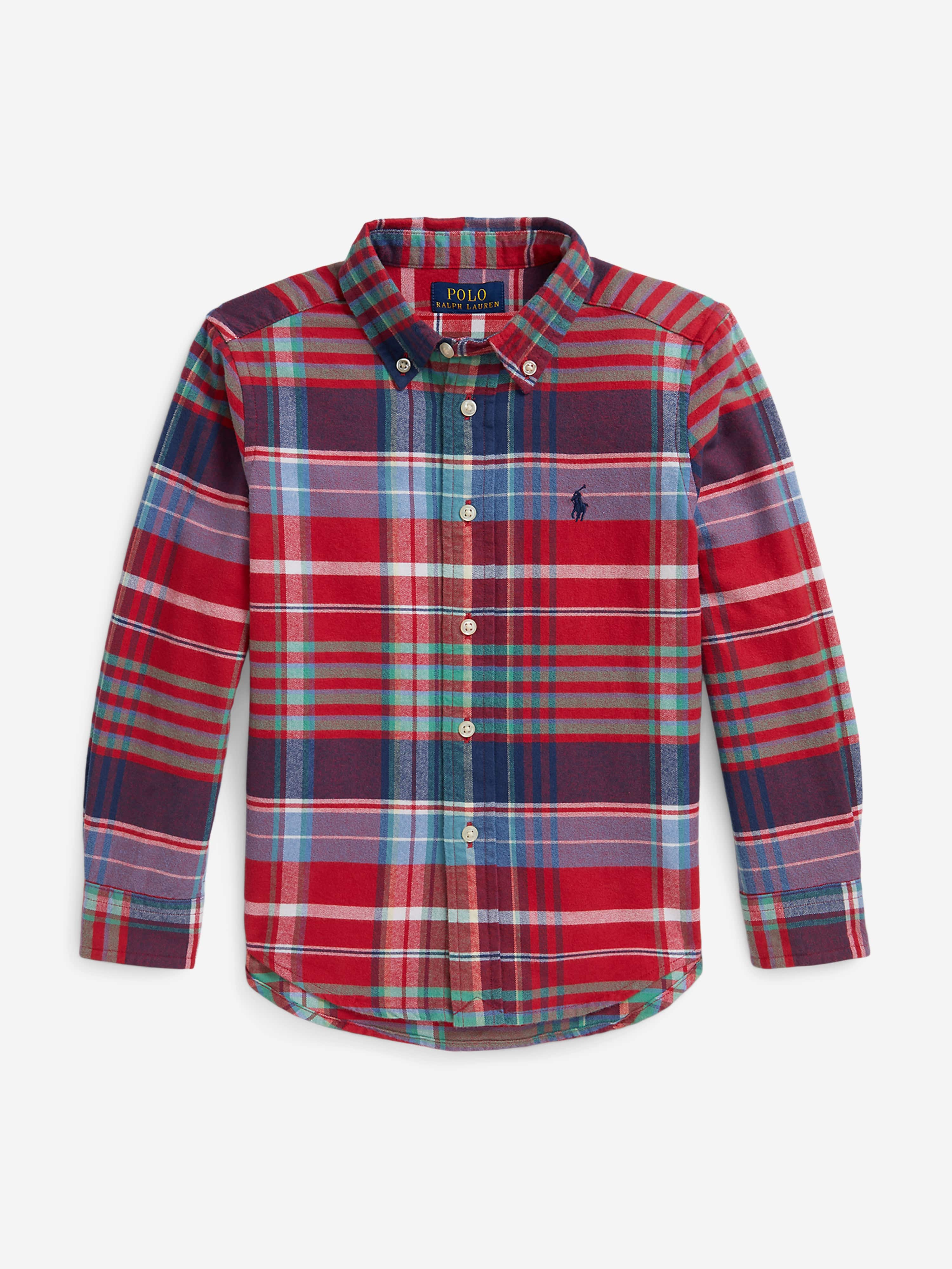 Boys Checked Oxford Shirt in Red
