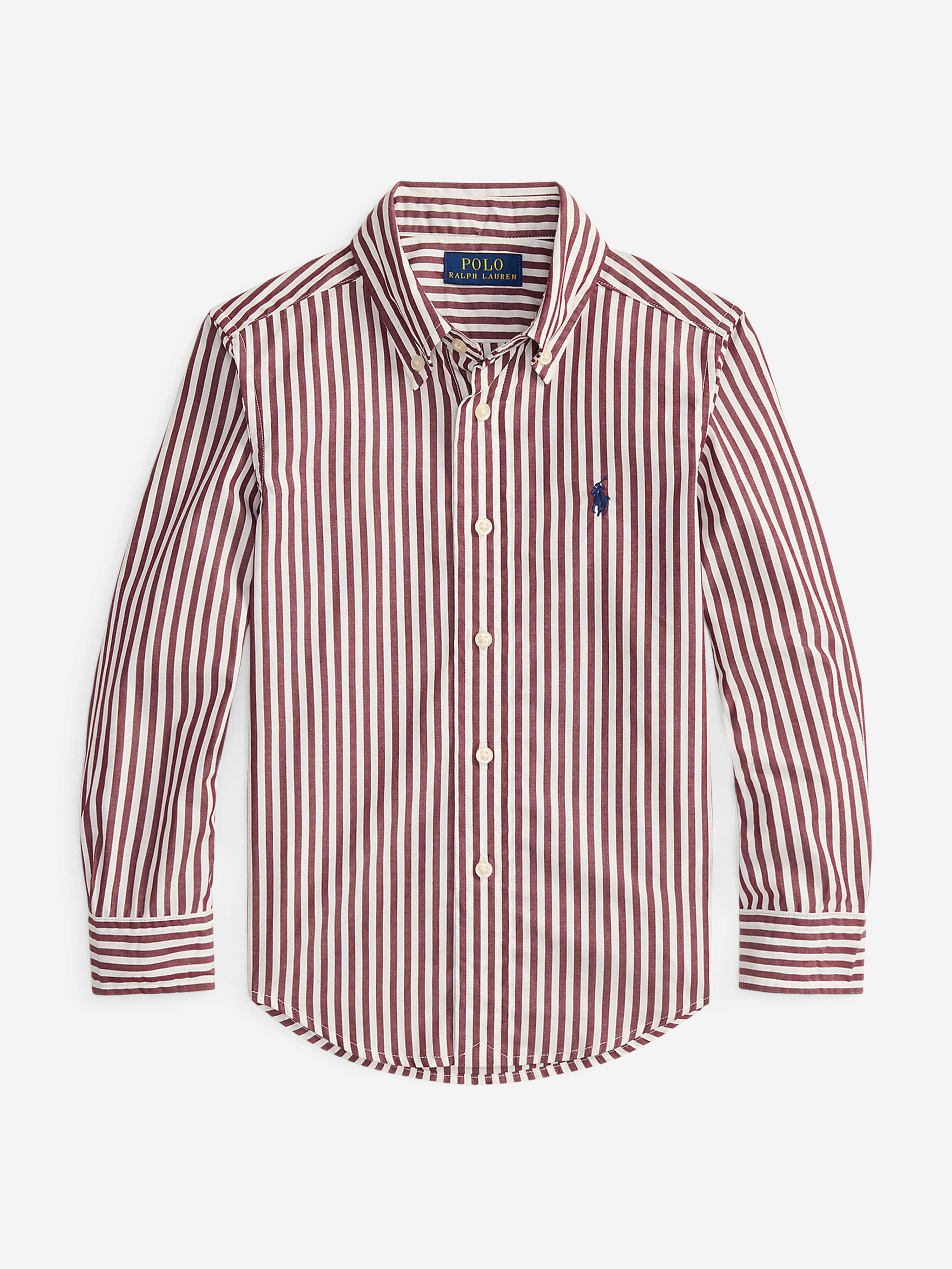 Boys Striped Logo Shirt in Red