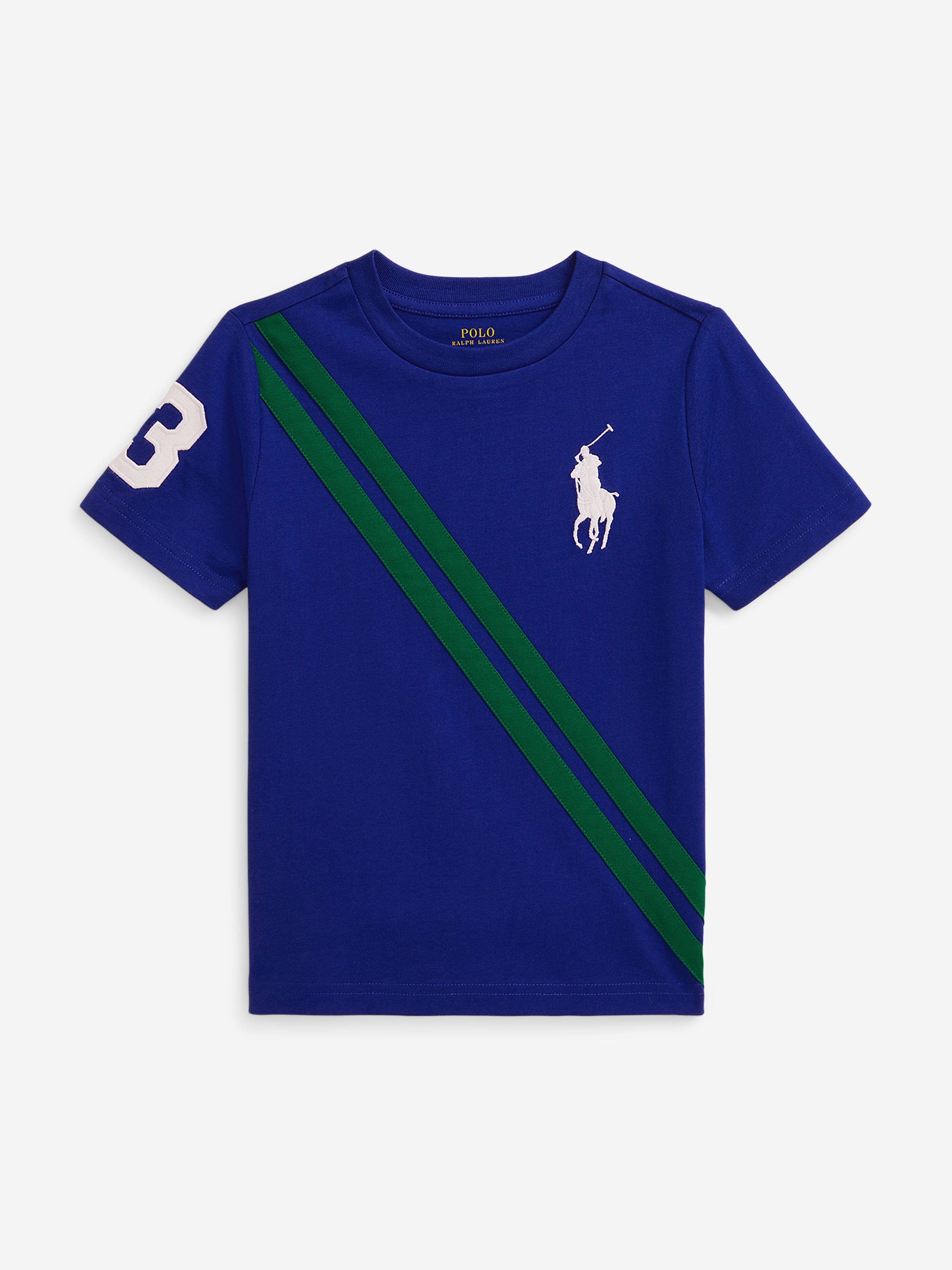 Boys Diagonal Stripe Logo T-Shirt in Blue