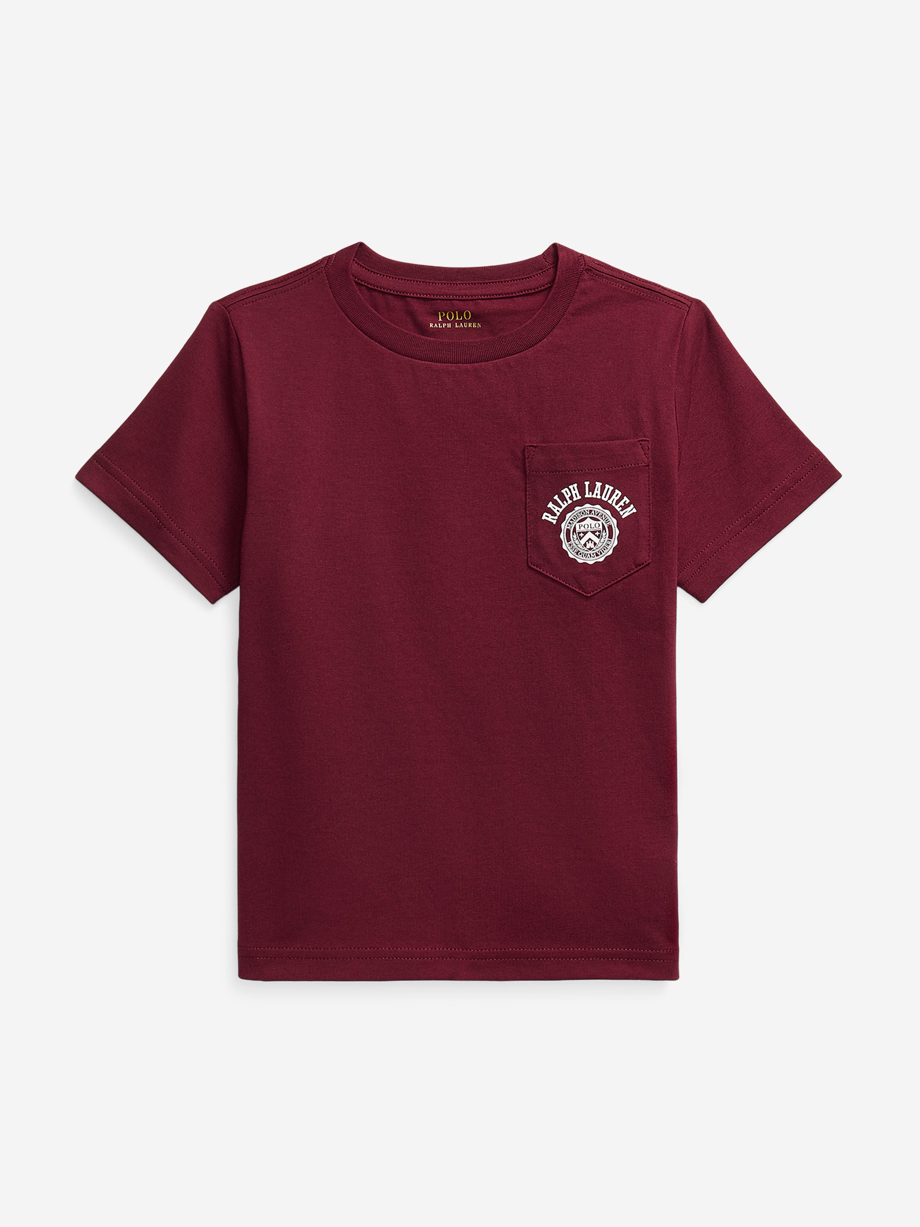 Boys Logo Pocket T-Shirt in Red