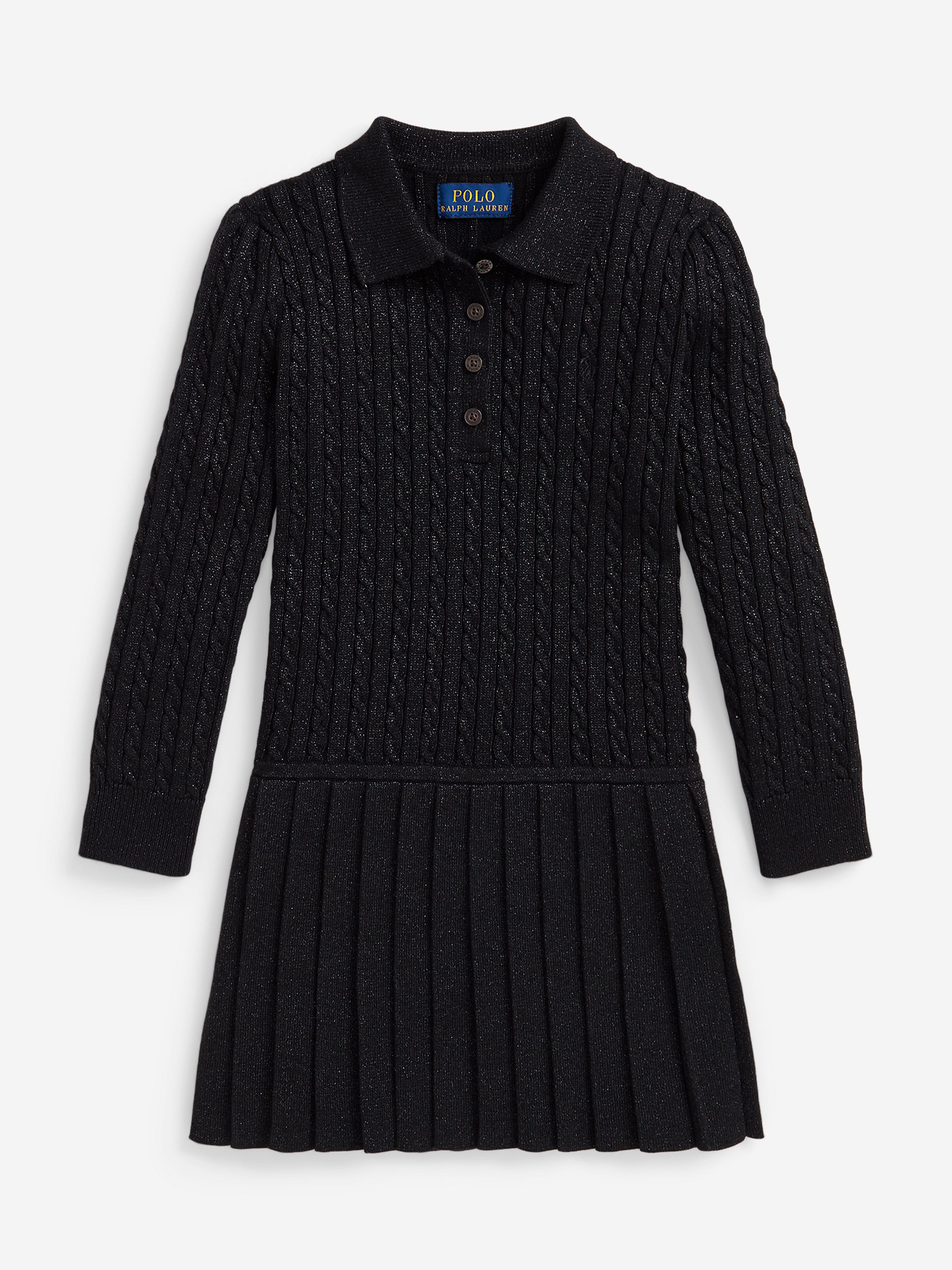 Girls Cotton Knit Dress in Black