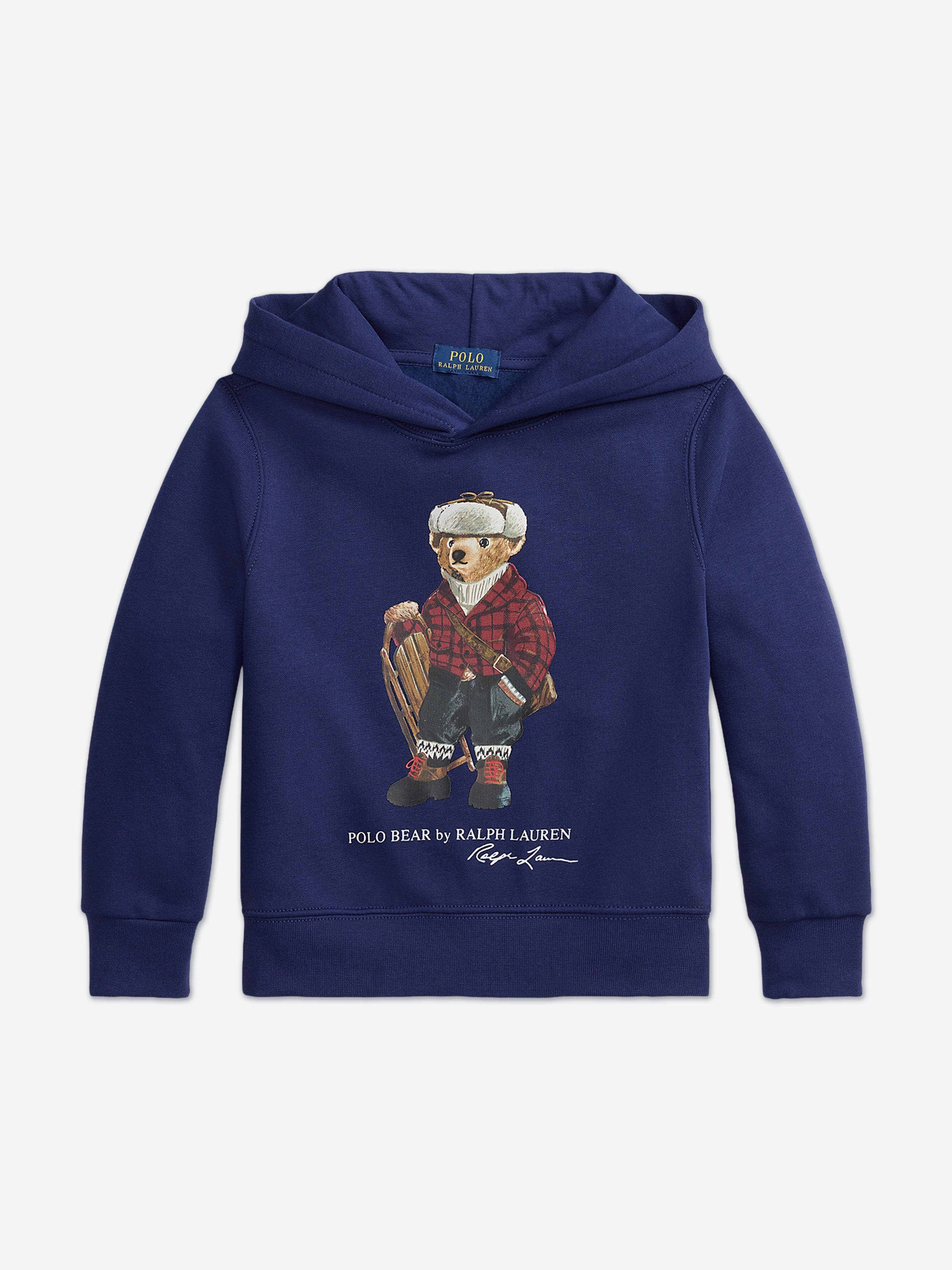 Boys Polo Bear Hoodie in Navy
