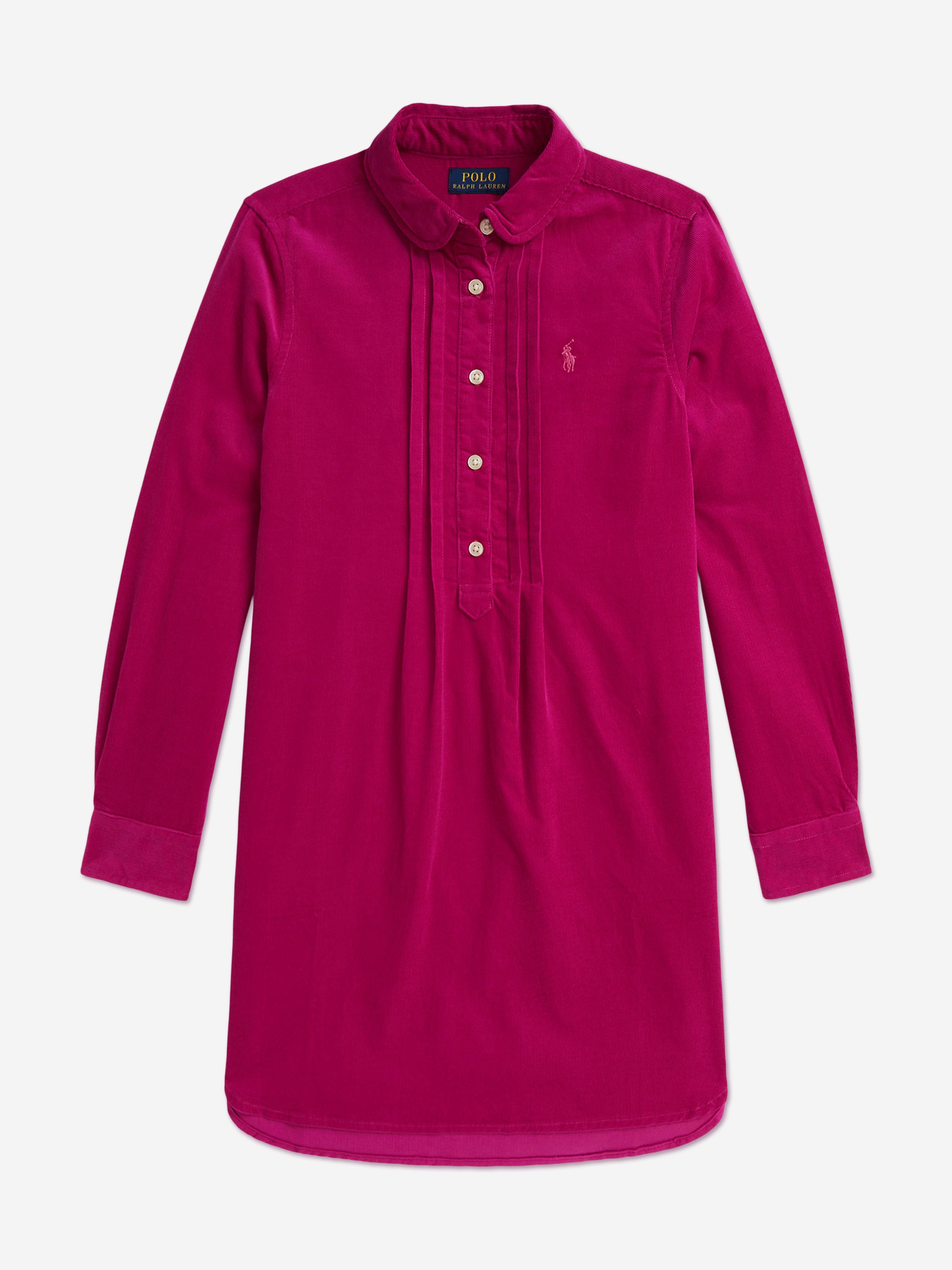 Girls Corduroy Shirt Dress in Pink
