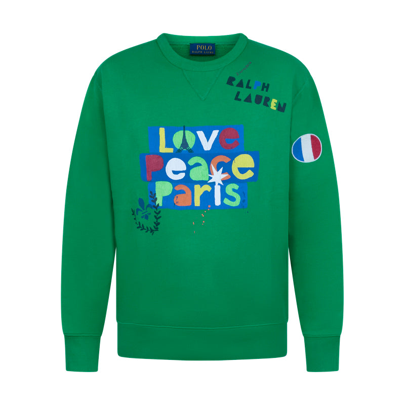Ralph Lauren Polo Love Peace Paris Sweatshirt Green Men's