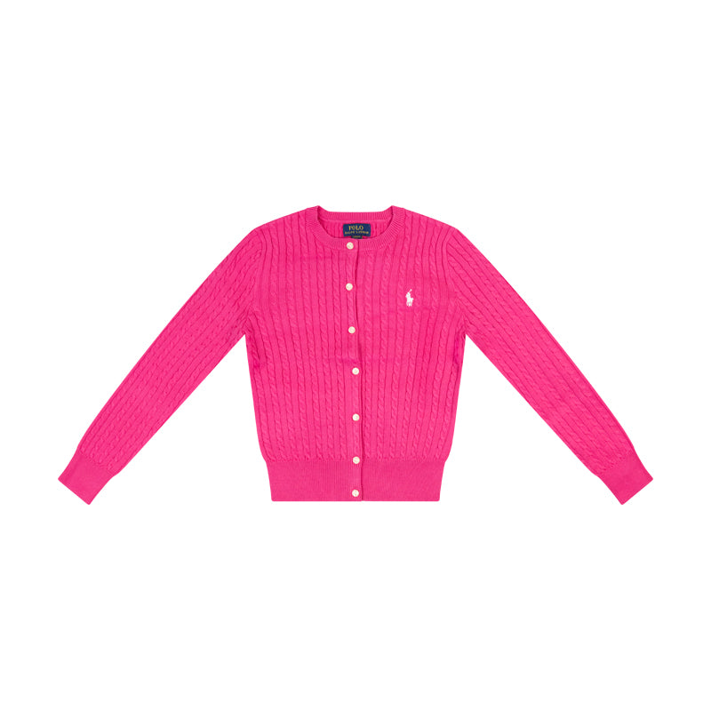 Ralph Lauren Polo Mini Cable Cotton Cardigan Pink Girls