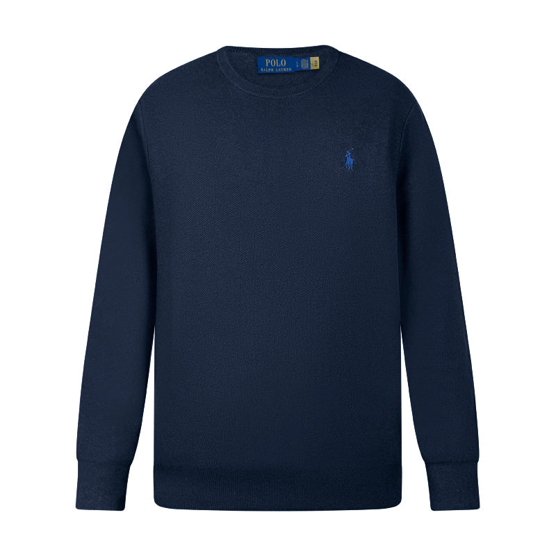 Ralph Lauren Polo Textured Cotton Crewneck Jumper Navy Men's