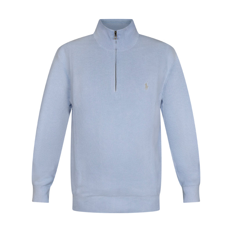 Ralph Lauren Polo Mesh-Knit Cotton Quarter-Zip Jumper Blue For Men