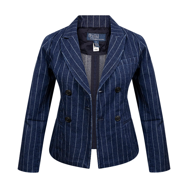 Ralph Lauren Polo Pinstripe Denim Blazer Indigo Women's