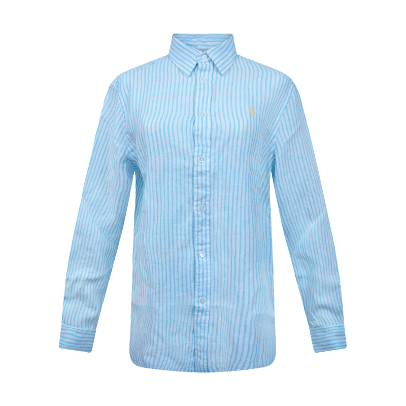 Ralph Lauren Polo Relaxed Fit Striped Linen Shirt Blue & White Women's