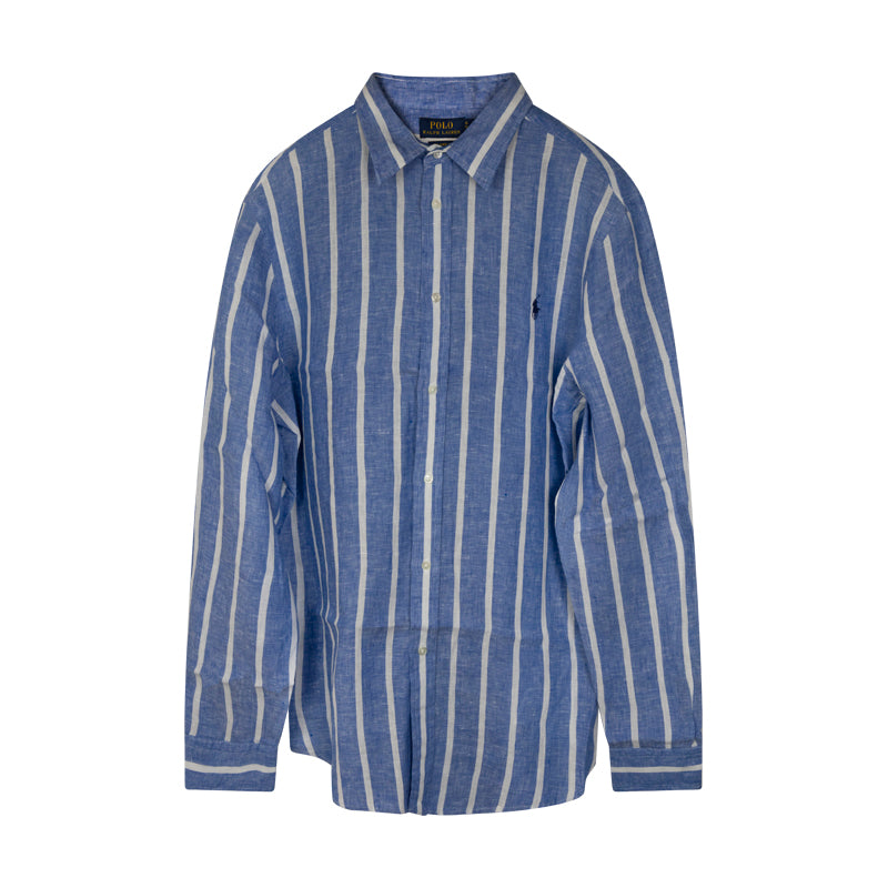 Ralph Lauren Polo Relaxed Fit Striped Linen Shirt Blue/White