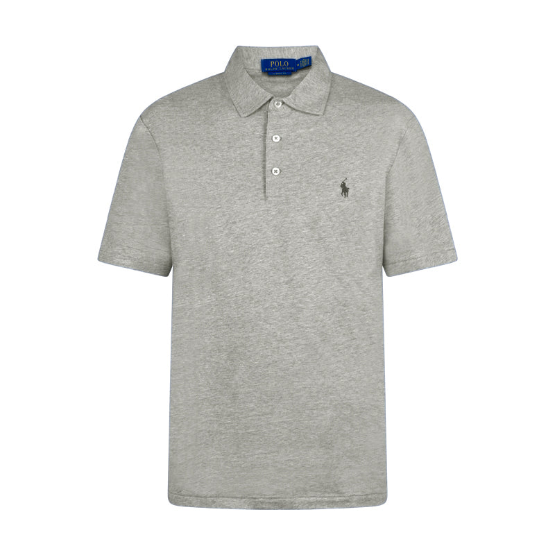 Ralph Lauren Classic Fit Cotton Linen Polo Shirt Grey Heather  Men's