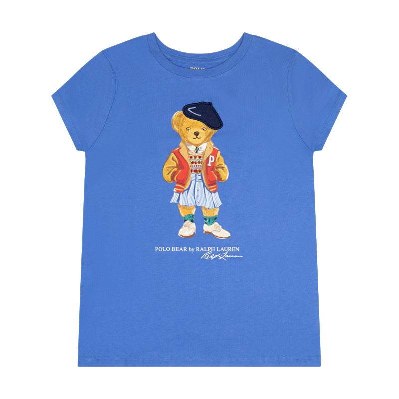 Ralph Lauren Polo Bear Cotton Girls Jersey T-Shirt Blue