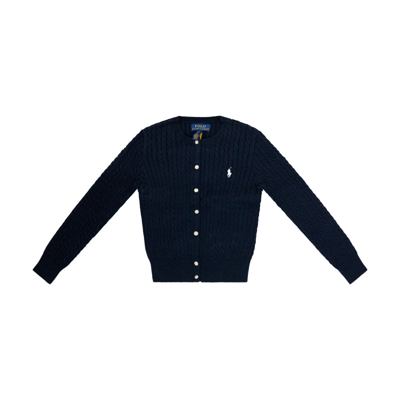 Ralph Lauren Polo Mini Cable Cotton Cardigan Hunter Navy Blue Girls