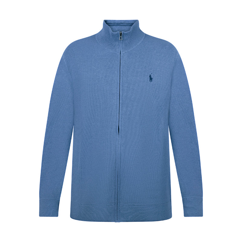 Ralph Lauren Mesh-Knit Cotton Full-Zip Sweatshirt Blue Men's