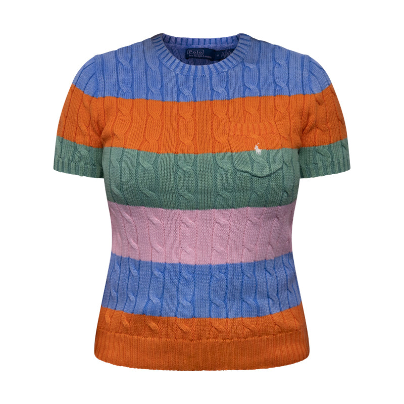 Ralph Lauren Striped Cable Short Sleeve Jumper Women's