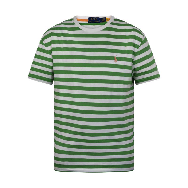 Ralph Lauren Classic Fit Cotton T-Shirt Green & White Striped Men's