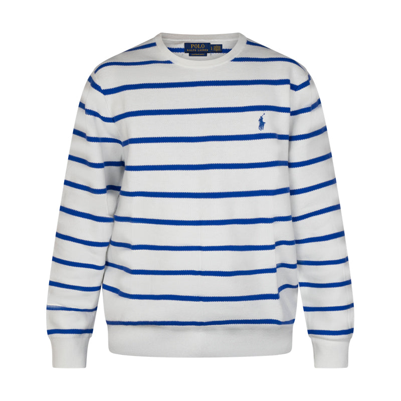 Ralph Lauren Polo Striped Cotton Jumper White/Blue For Men